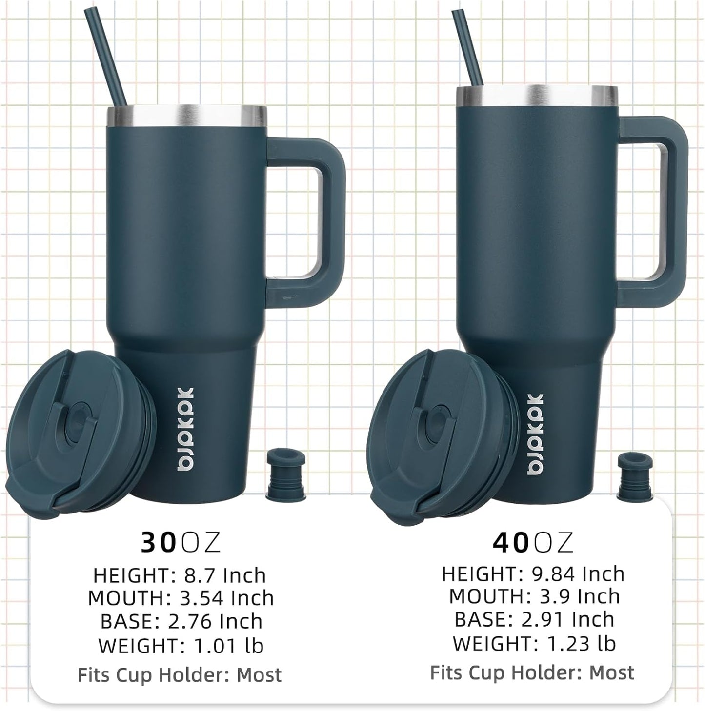 BJPKPK 30 oz Tumbler With Handle Insulated Tumblers With Lid And Straw Stainless Steel Thermal Cup,Navy Blue