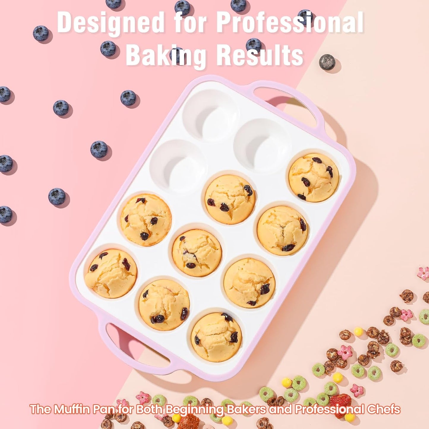 Silicone Muffin Pans for Baking 1 Pack, 2.6 Inch with Metal Reinforced Frame, Regular Size Nonstick Silicone Cupcake Pan for Baking Homemade Muffins, Cupcakes, Dishwasher Safe BPA Free-Pink