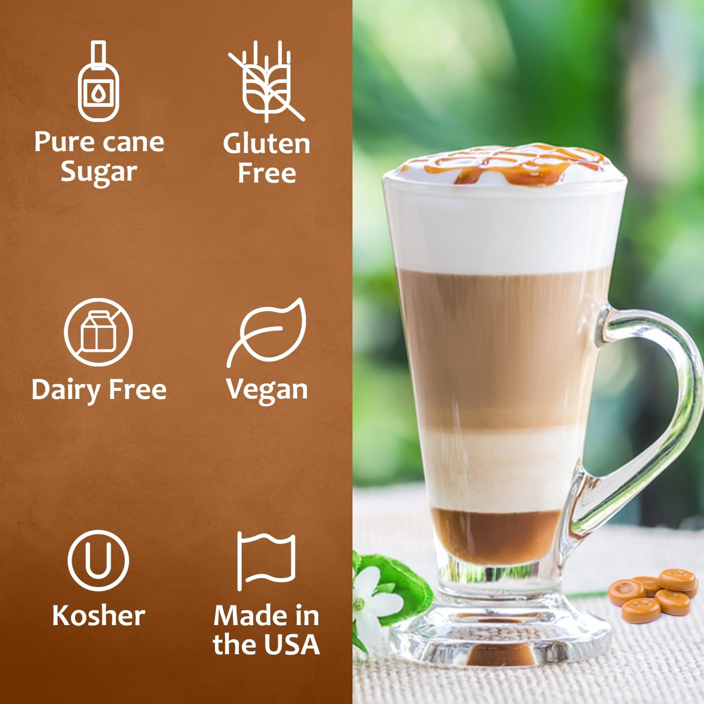 Syruvia Butterscotch Coffee Syrup - 25.4 fl oz. Kosher and Gluten-Free. Perfect for Enhancing Drinks, Sodas, Shakes, Desserts, and More.