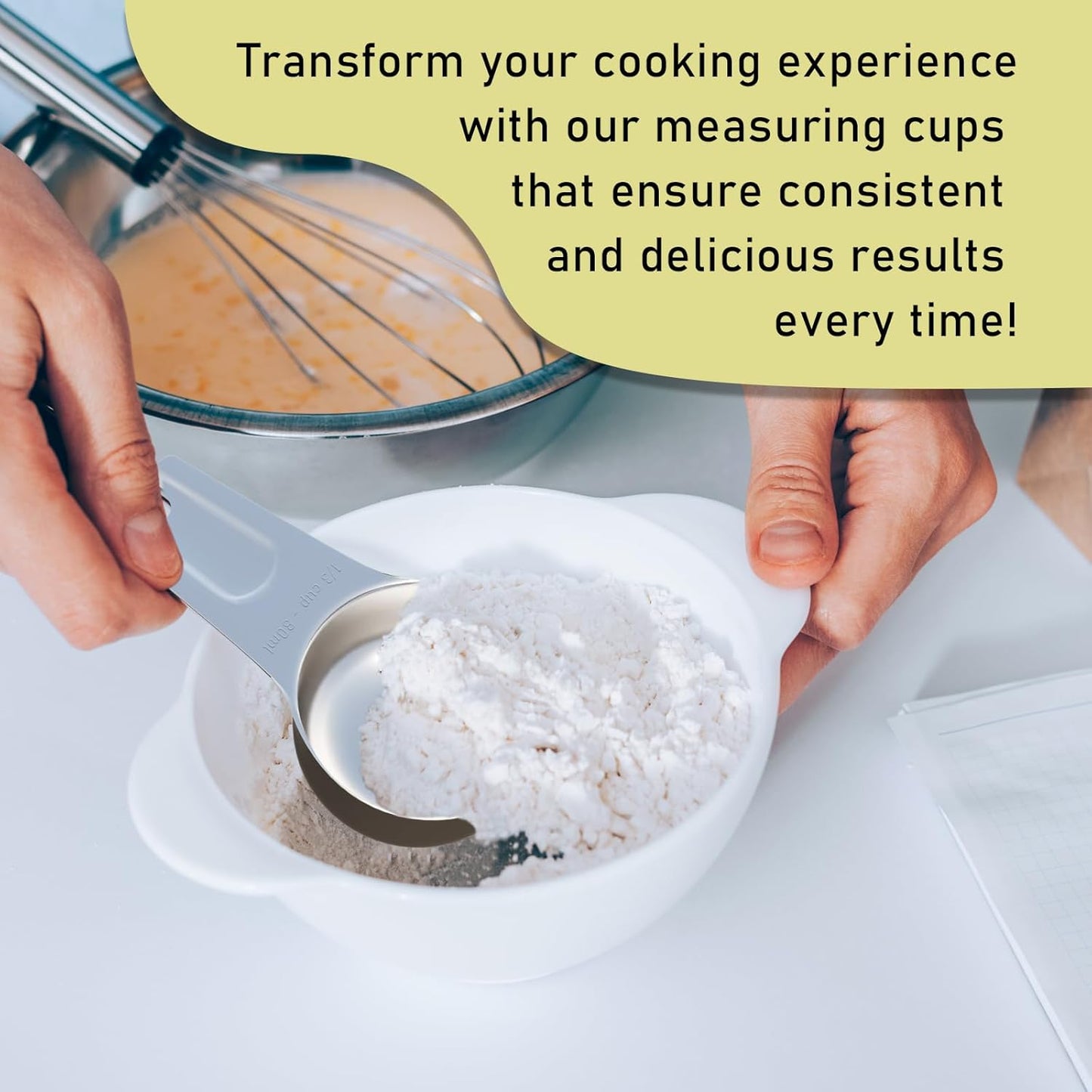 2PCS 3/4Cup (180ml, 6oz) Single Measuring Cup, Stainless Steel Measure Scoop, Metric and US Measurement, Heavy Duty, Dishwasher Safe