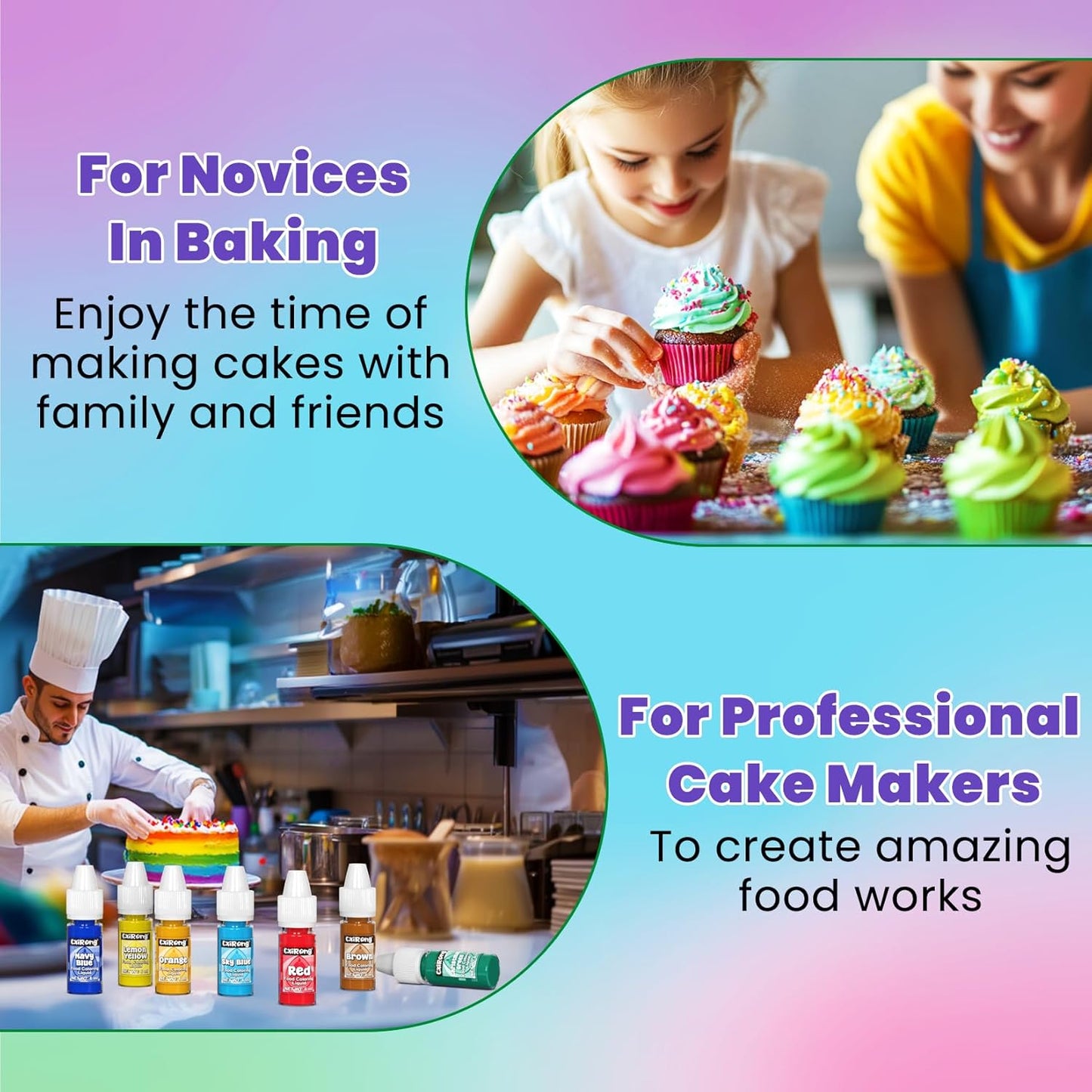 Food Coloring Liquid- 18 Vibrant Colors Food Dye Colorantes Para Reposteria, Highly Concentrated Cake Decorating Food Coloring for Icing, Cake, Baking, Frosting, Easter Egg, Macaron, Slime - 6ml