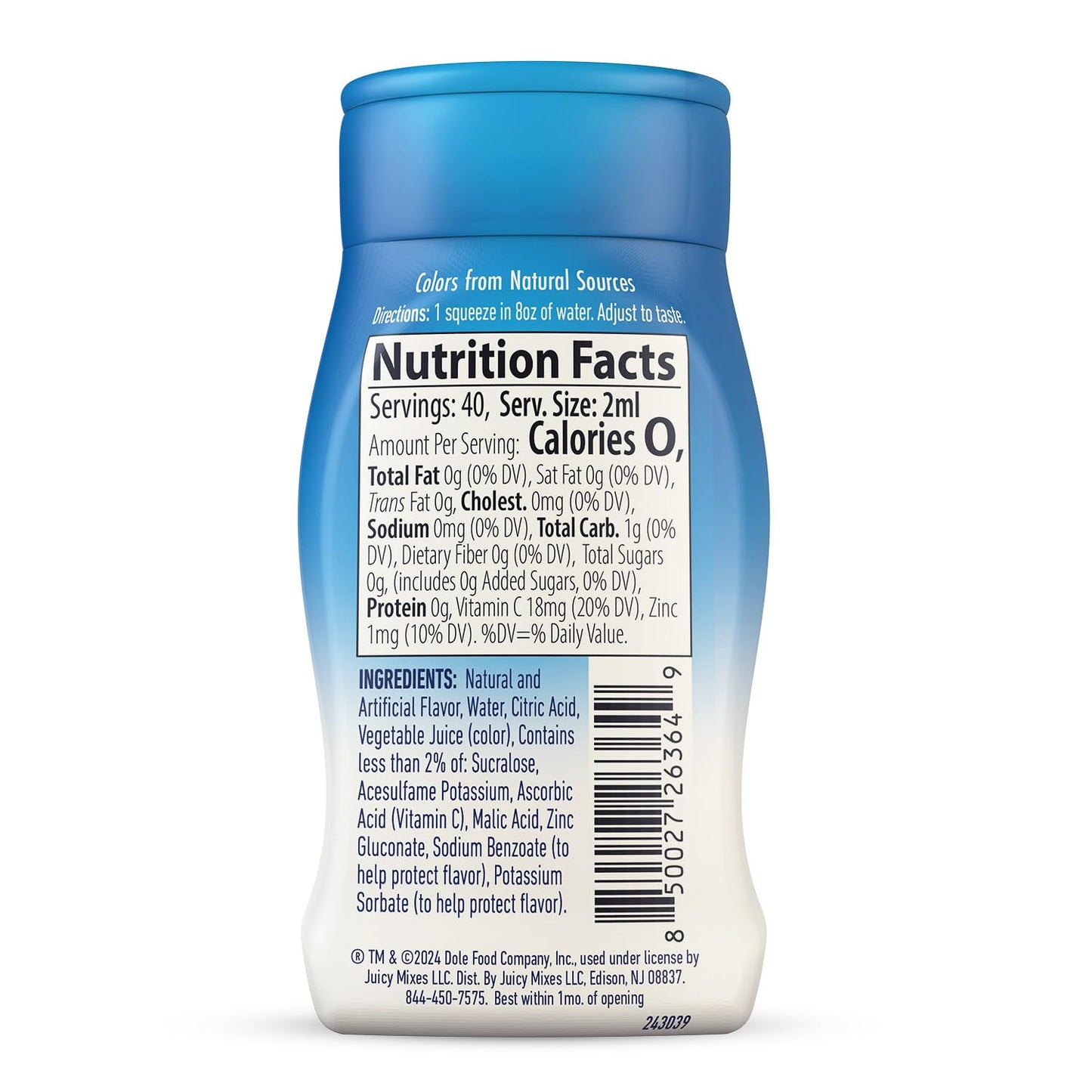 Dole Tropical Splash Liquid Water Enhancer - Sugar Free & Delicious, Makes 160 Flavored Water Beverages - Pack of 4