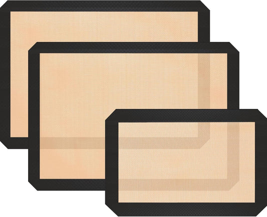 Silicone Baking Mat, 3 Pack Reusable Baking Mat, Non-Stick, Food Safe Silicone Mats for Baking, Oven Baking Sheet for Making Cookies, Macaroons, Bread