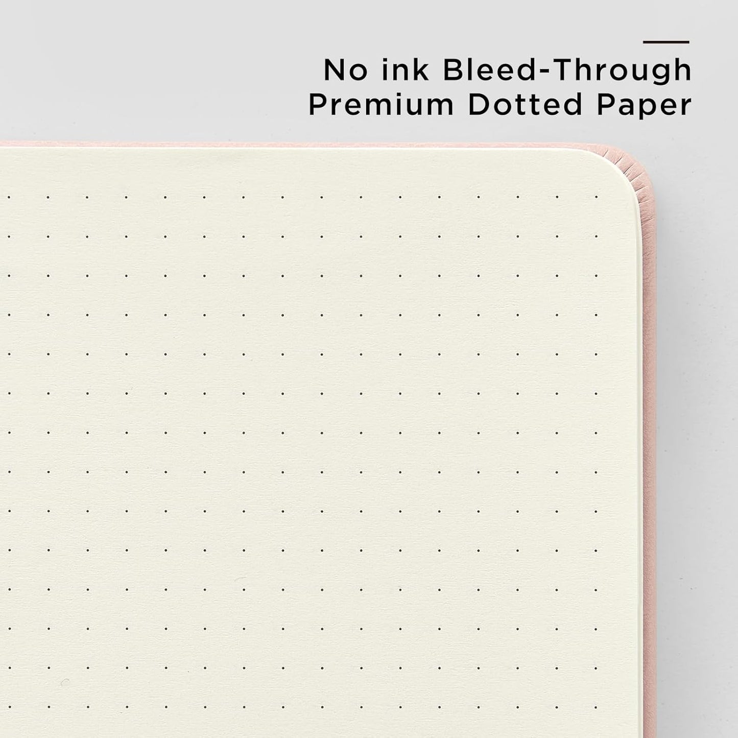 &And Per Se Dotted Journal Notebook, A5 Hardcover Leather Bullet Dotted Journal, 160 Pages 100GSM Thick Paper, 3 Sheets of Stickers Included - 5.7'' x 8'' (Rose pink)