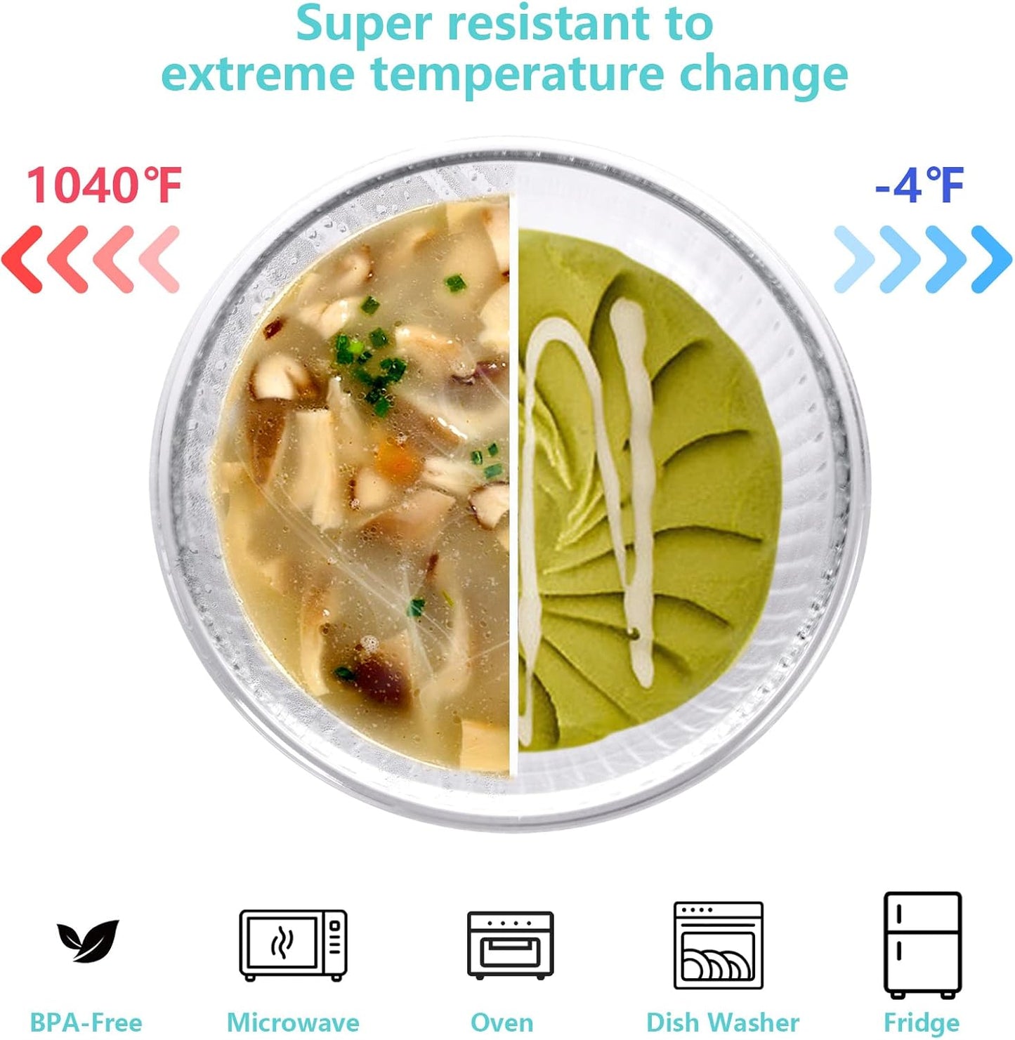 WhiteRhino Glass Mixing Bowls with Lids Set of 3(3.7QT, 2.1QT, 1.1QT),Large Kitchen Salad Bowls, Space-Saving Nesting Bowls, Clear Glass Serving Bowls for Cooking,Baking,Prepping,Dishwasher Safe