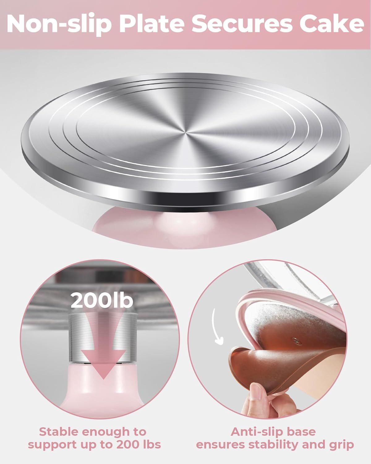 Kootek Aluminium Alloy Revolving Cake Stand 12 Inch Rotating Cake Turntable for Cake, Cupcake Decorating Supplies