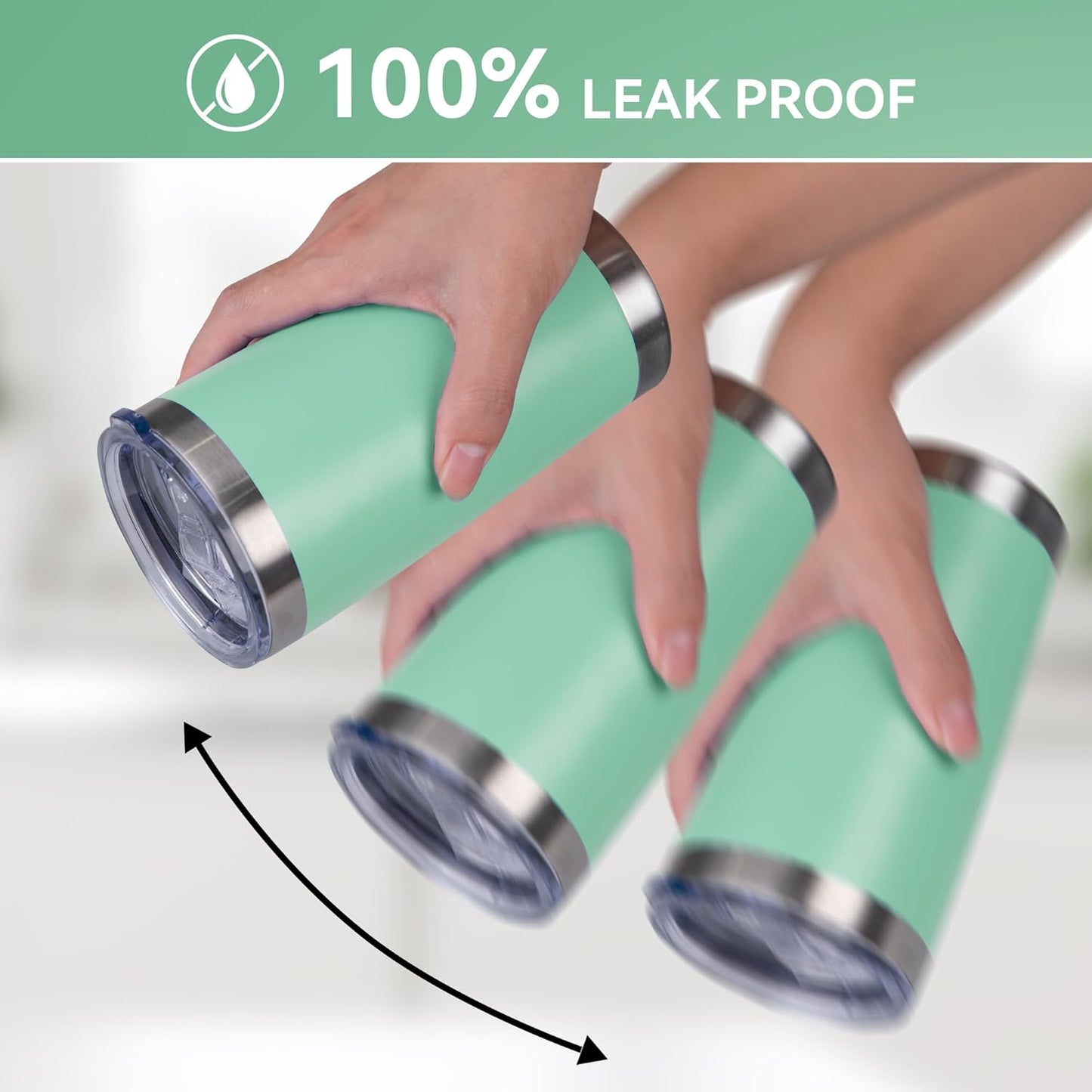 20 oz Tumbler Stainless Steel Tumblers Bulk with Lid Double Wall Insulated Coffee Tumbler Cups for Hot & Cold Drinks Powder Coated Travel Coffee Tumbler Mug Metal (Jade, 6 pack)