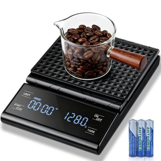 Coffee Scale with Timer, 5kg/0.1g Precision Pour Over Drip Espresso Scale for French Press, Digital Kitchen Scale with Auto Tare, Lit LCD Display and Silicone Cover, Batteries Included