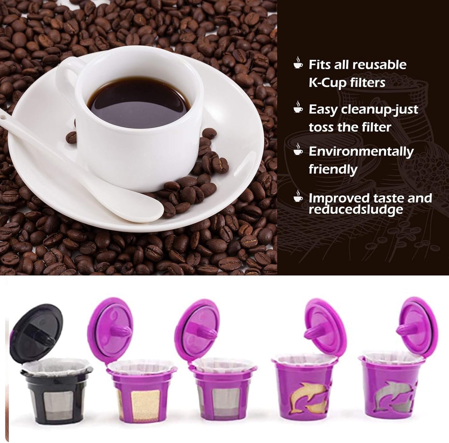 Disposable Paper Coffee Filters, K Cup Paper Filters for Reusable Cups, K-cup Coffee Pods, Fits All Brands Reusable K Cups (150)
