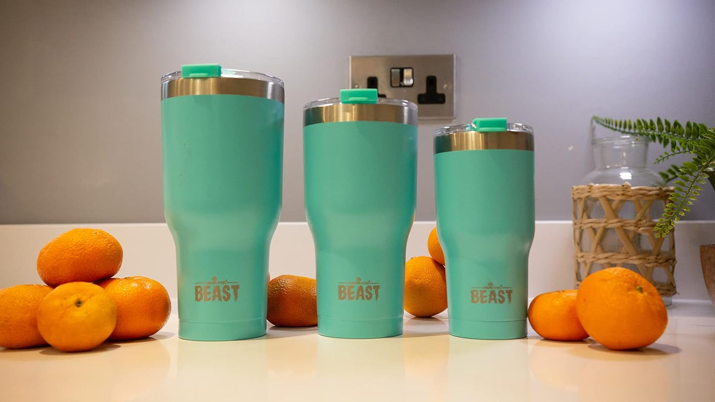 Beast 20 oz Tumbler Stainless Steel Vacuum Insulated Coffee Ice Cup Double Wall Travel Flask (Aquamarine Blue)