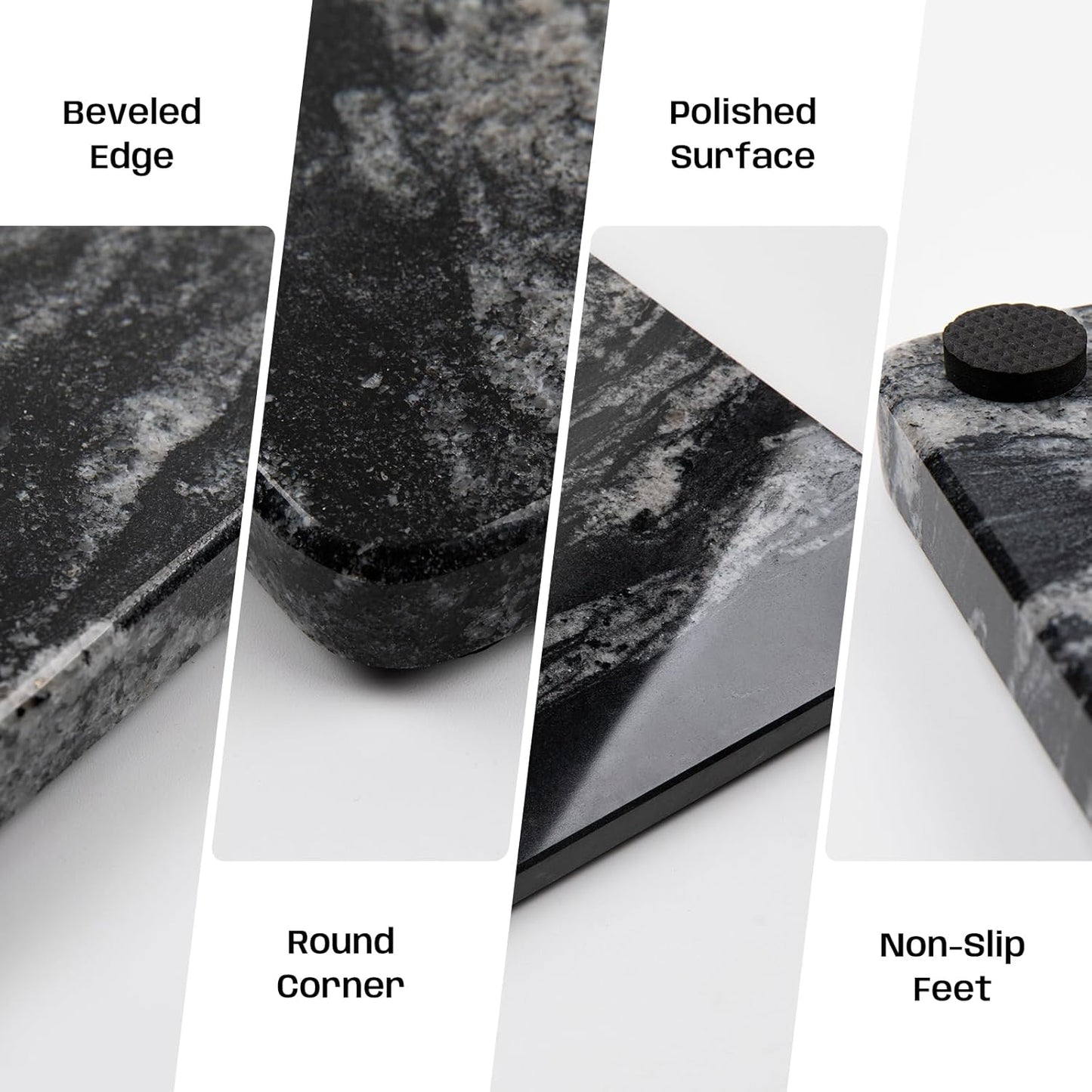 Natural Black Marble Pastry and Cutting Board, 12x20x0.7 Inch, Heavy for Dough Chocolate, Pack of 1