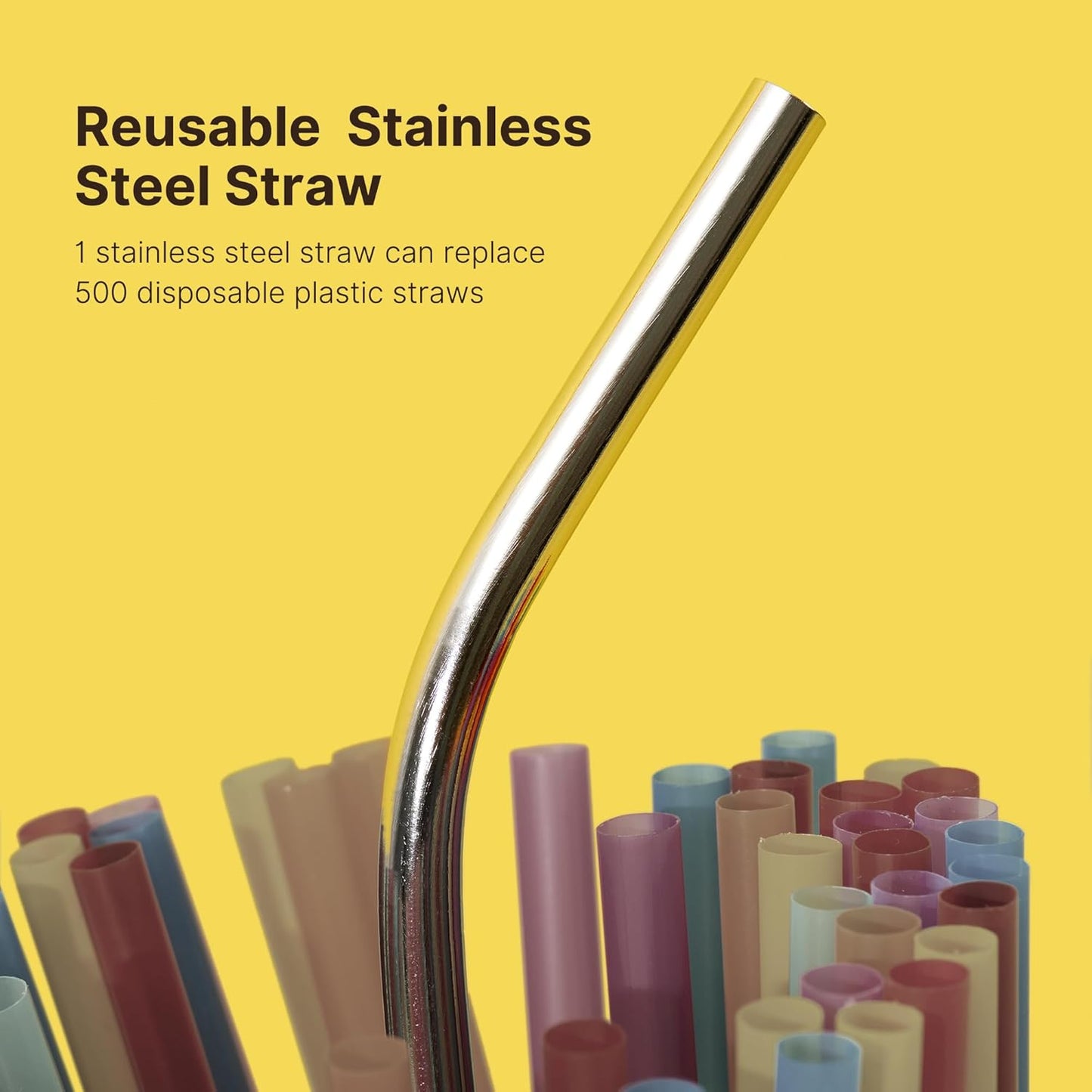 Metal Smoothie Straws Reusable, 0.4'' Extra Wide Stainless Steel Drinking Straws for Milkshake, Smoothie, Thick Beverages, Cleaning Brush