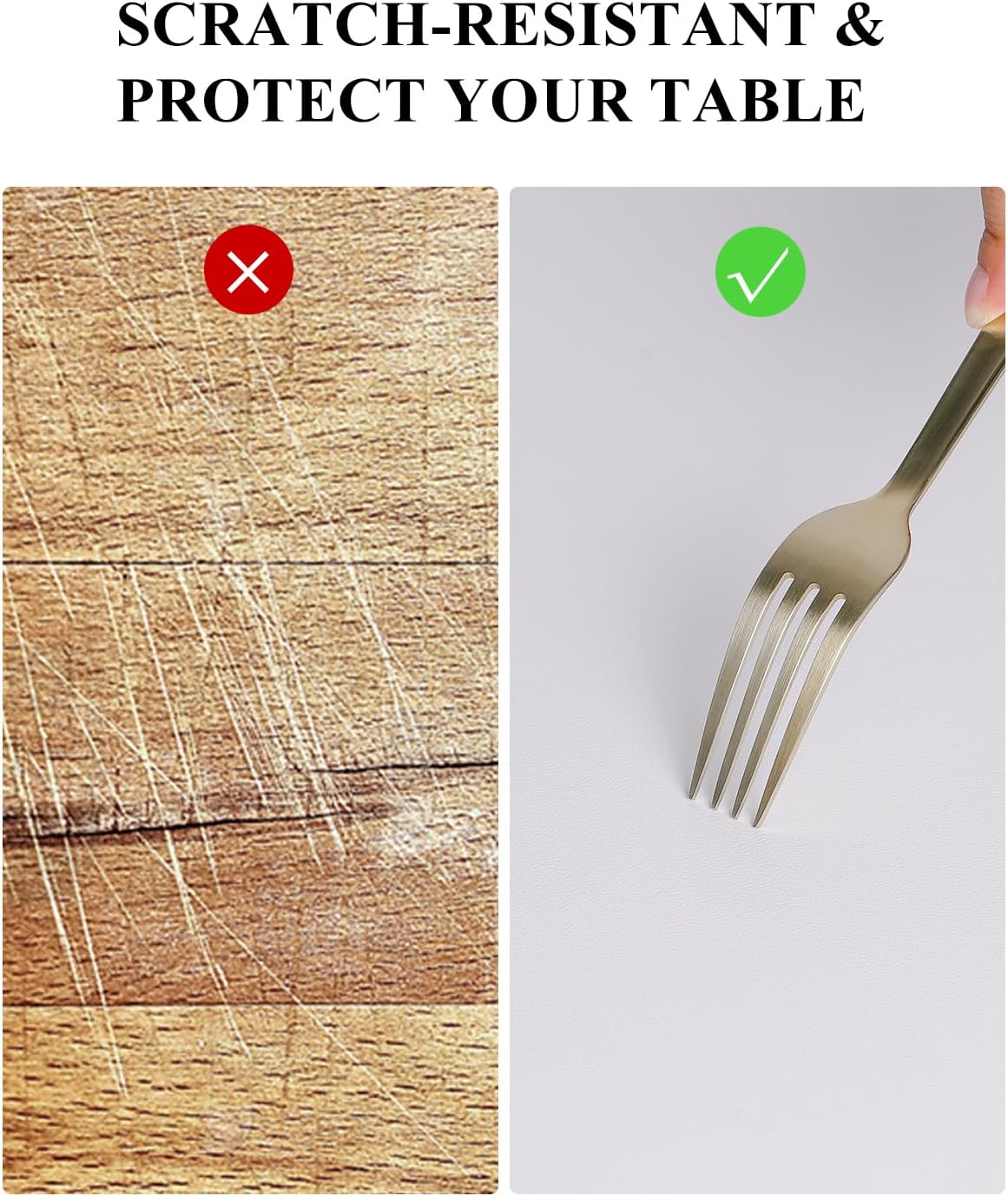 Pure White Plastic Table Cover Protector, 24" x 48" Waterproof Easy Flat PVC Desk Pad Mat, 1.5mm Thick Rectangle Vinyl Table Top Protector for Dining Room Table, Office, Dresser