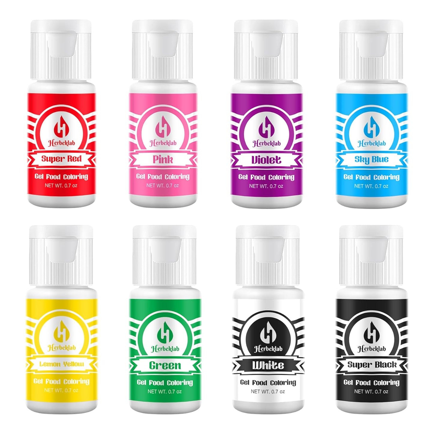 Gel Food Coloring 8 Colors x 0.7 oz Concentrated Gel Based Food Dye Vibrant Icing Colors Neon Food Coloring for Baking Cake Decorating Cookies Fondant