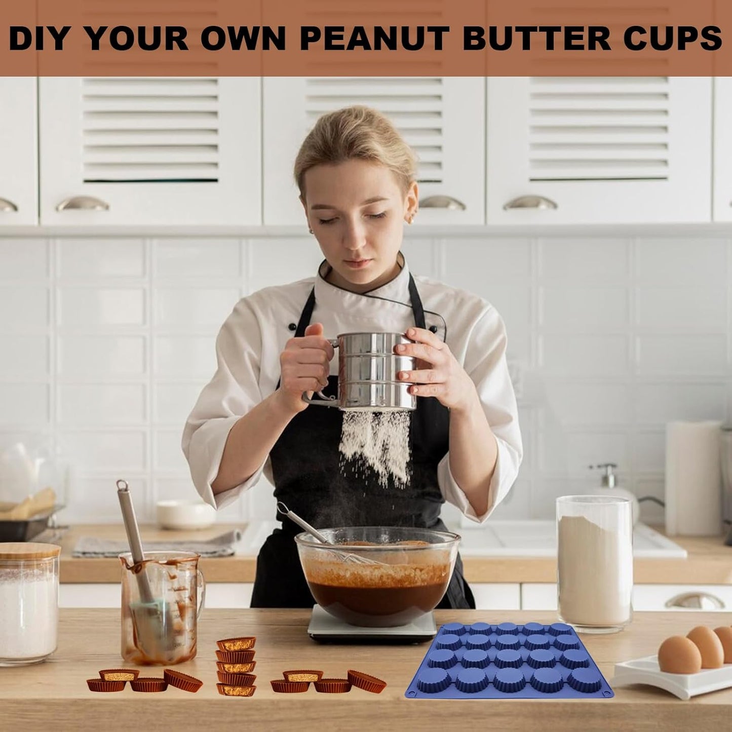 Peanut Butter Cup Molds, King-Size Chocolate Molds, Silicone Mold for Keto Fat Bomb, Jelly, Ice and Cordial, 2 PCS (Blue, King-Size)