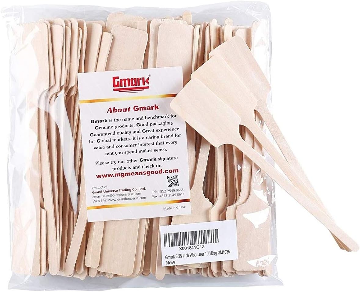 Gmark Green Product 6.25 Inch Wood Kayak Paddle Shape Sticks, Wood Stirrer for Honey, 100/Bag GM1035