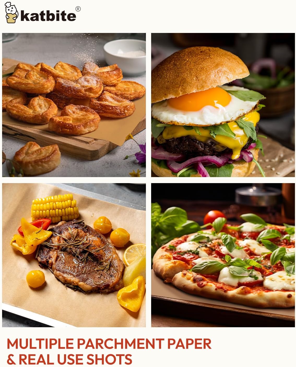 Katbite 350Pcs 9x13 In Parchment Paper Sheets, Heavy Duty Unbleached Baking Paper, Non-stick & Oil Proof for Oven, Air Fryer, Grilling, Steaming and Cooking Bread