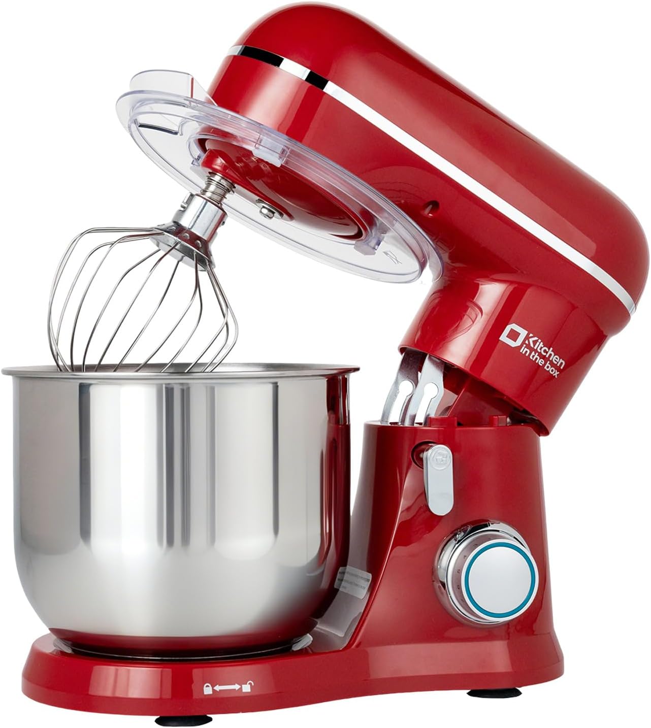 Kitchen in the Box Stand Mixer, 3.5 QT Small Electric Kitchen Mixer, 10-Speed Portable Lightweight Food Mixer with Stainless Steel Bowl, Egg Whisk, Dough Hook, Beater (Ruby Red)