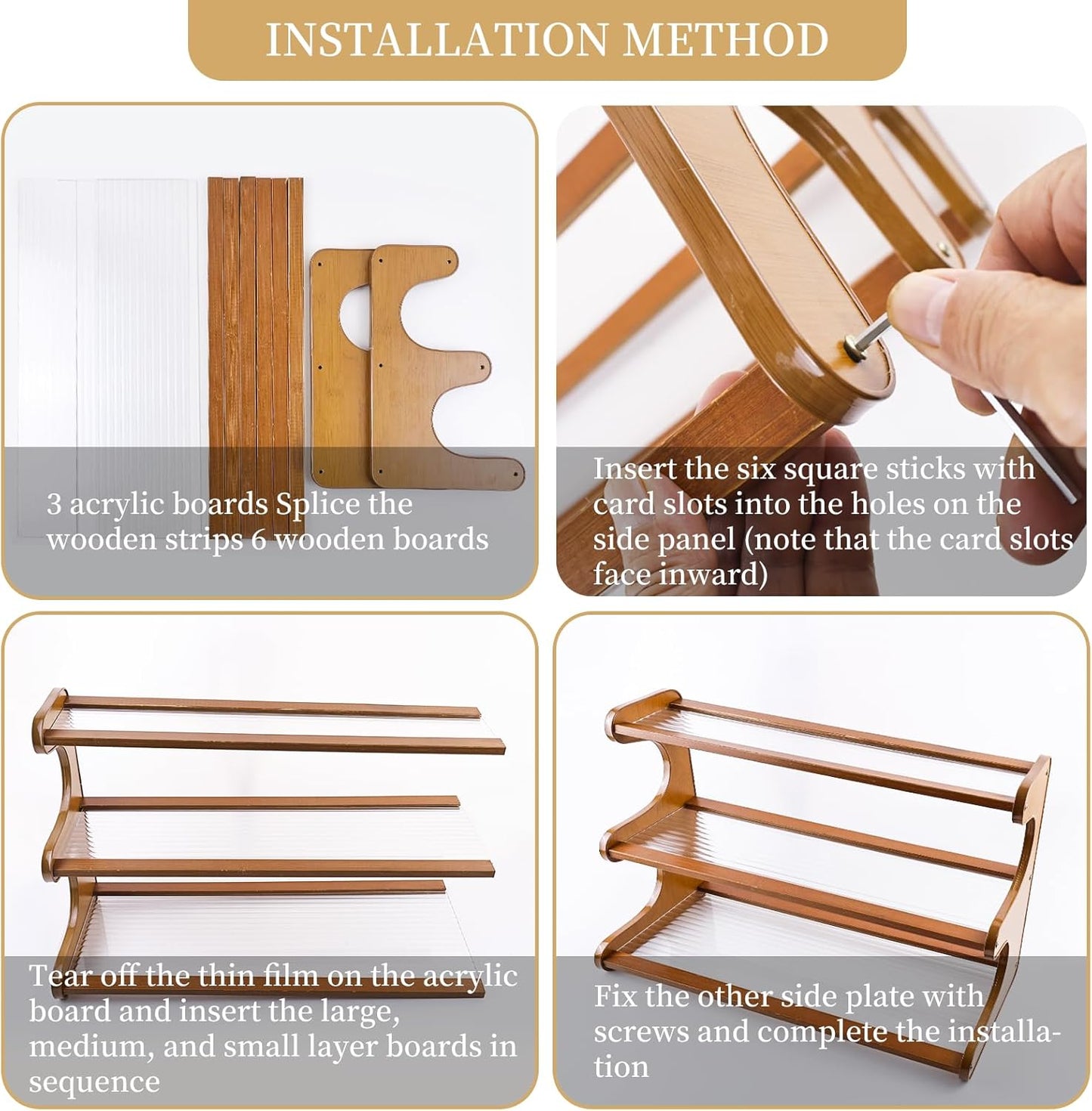 Coffee Station Organizer 3 Tier Coffee Mug Shelf Bamboo Cup Holder Acrylic Home Storage Mugs Hooks for Kitchen Countertops, Tea Bar Accessories, Matcha Stand, Cups, Condiment Storage Rack