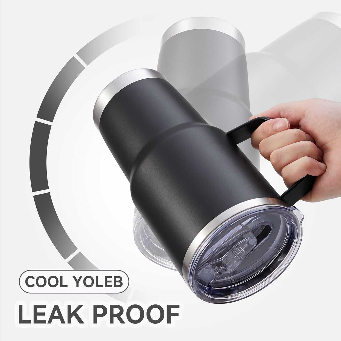 30 oz Tumbler with Handle and Lid, Stainless Steel Tumblers Double Wall Vacuum Insulated Travel Mug Leak Proof Cup Keep Drinks Cold and Hot Black, 1 Pack