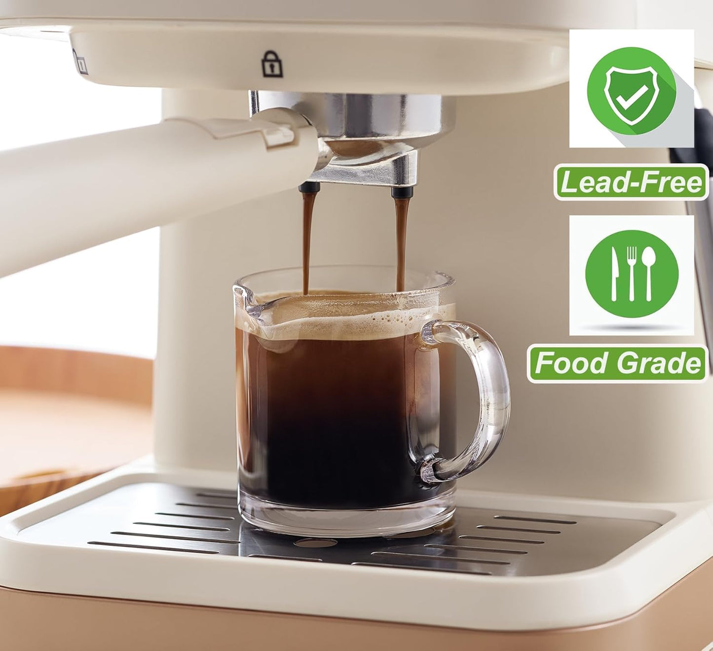 Ackers Clear Espresso Cups Set of 2,4 OZ Double Spouts Cups,Milk Cup with Handle, Espresso Accessories for Machine, Small