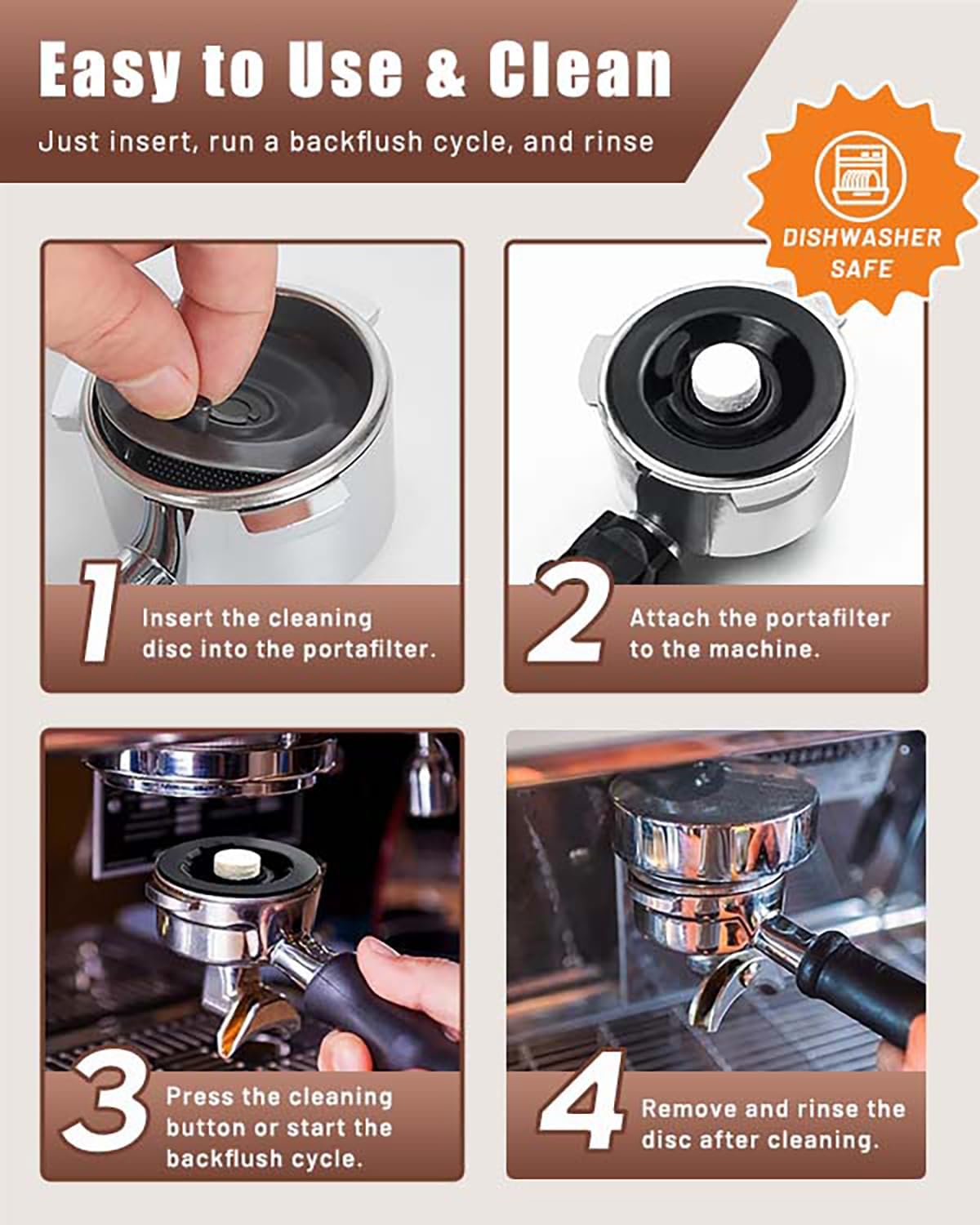 Espresso Backflush Cleaning Disc Set for Breville Espresso Machines – 54mm (4 Pack, 2 With Holes + 2 Without Holes), Compatible with Cleaning Tablets