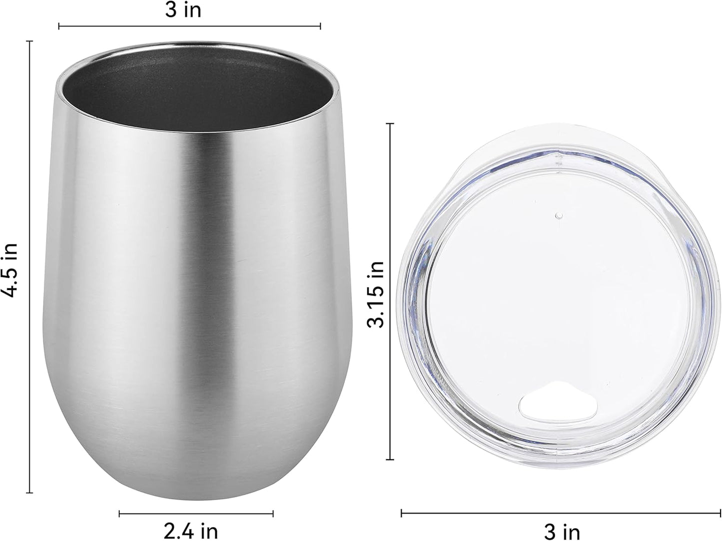 DOMICARE Stainless Steel Wine Tumbler Bulk with Lid, Personalized Insulated Tumblers Set, 12oz Travel Coffee Cups Pack of 1, Stainless steel