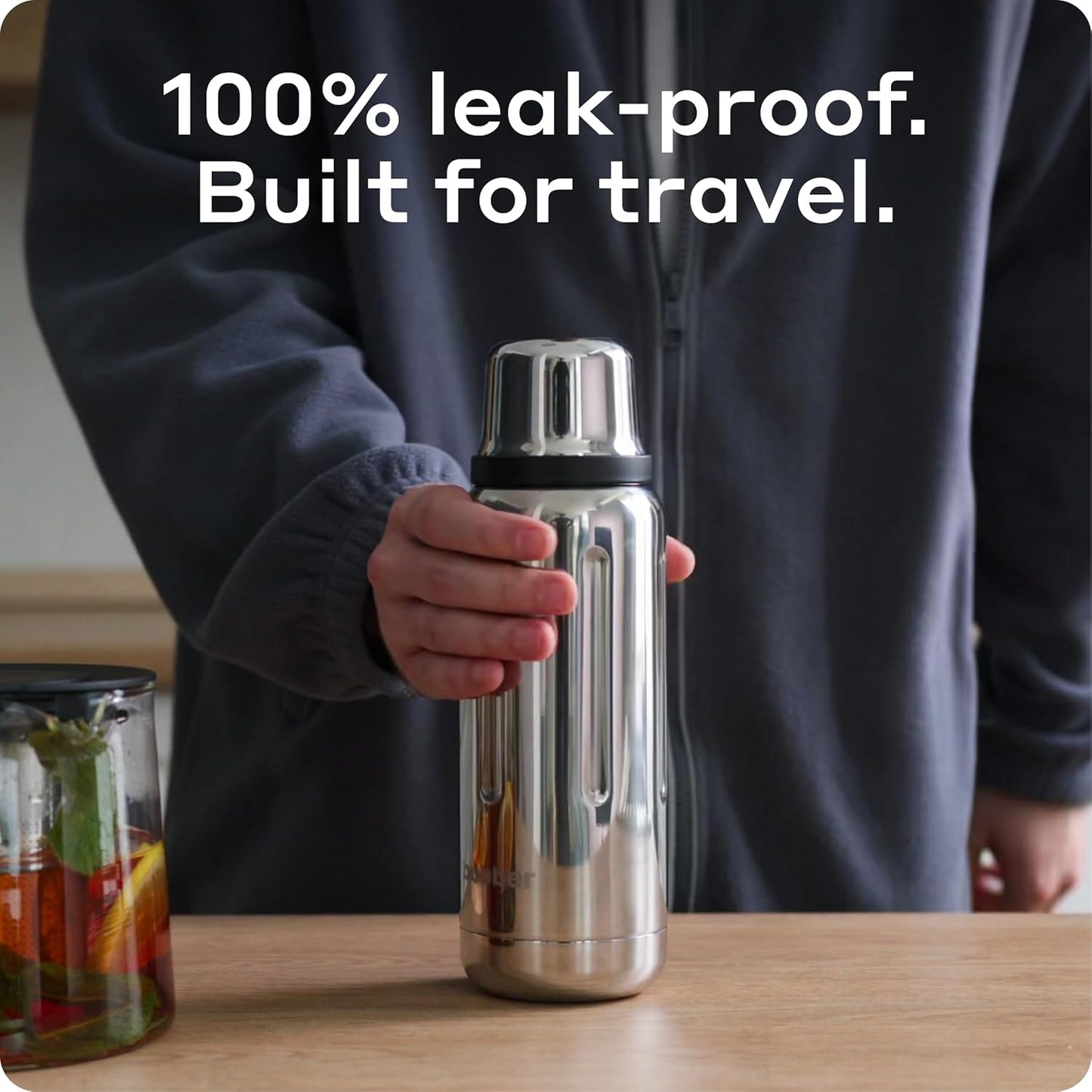 BOBBER 26 oz Stainless Steel Thermos Bottle with Cup Lid – BPA-Free, Dishwasher Safe Vacuum Insulated Metal Water Bottle – Keeps Hot for 36 Hours, Cold for 54 Hours (Glossy)