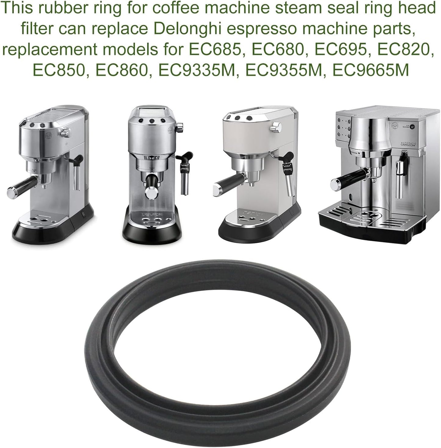 58mm Silicone Steam Ring 2 Pack for Delonghi Espresso Machine Steam Seal Ring Head Filter Silicone Gasket for D'Lh Espresso Machine Parts EC685 EC680 EC695 EC820 EC850 EC860 EC9335M EC9355M EC9665M