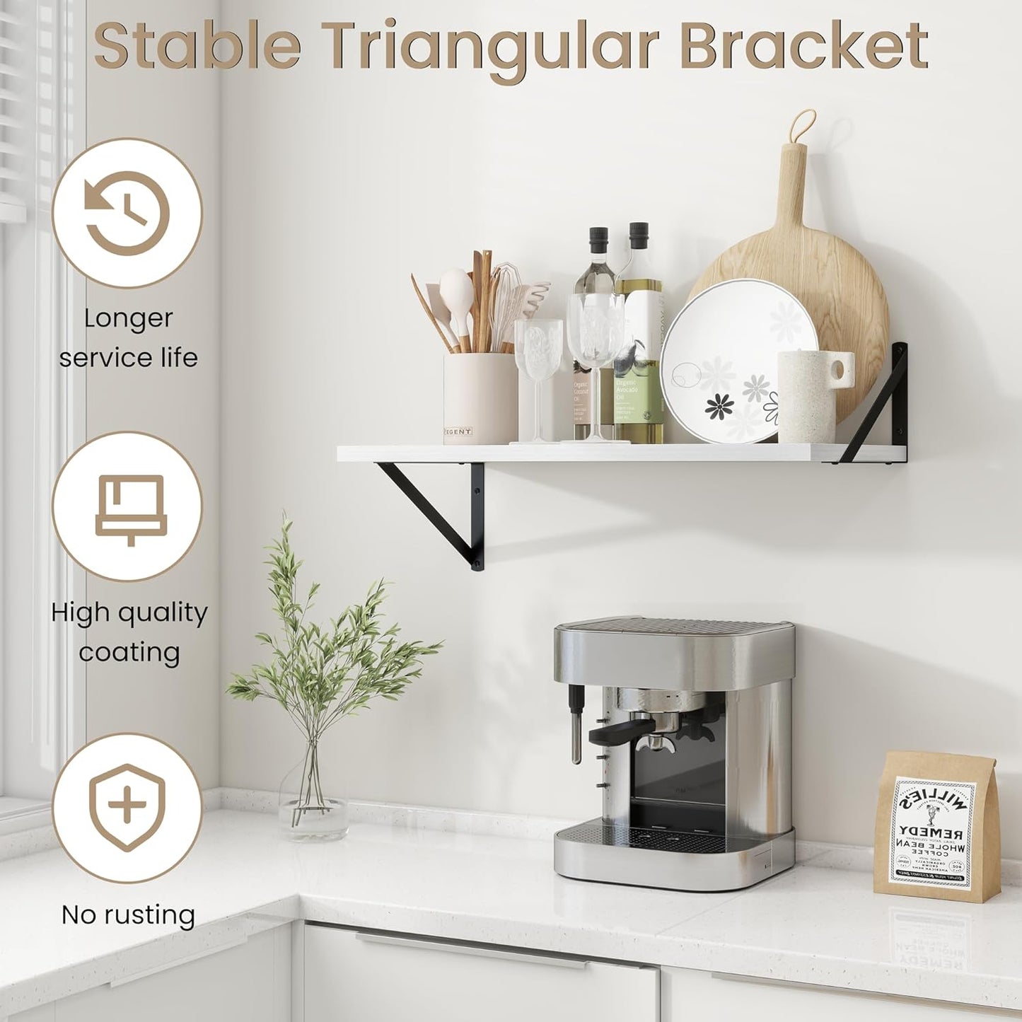 Dreamland Deep Floating Shelves for Wall, White Wood Wall Mounted Shelves, Large Floating Shelf 12 * 24 inchSet of 2 for Bookshelf Living Room Bedroom Home Office Bathroom