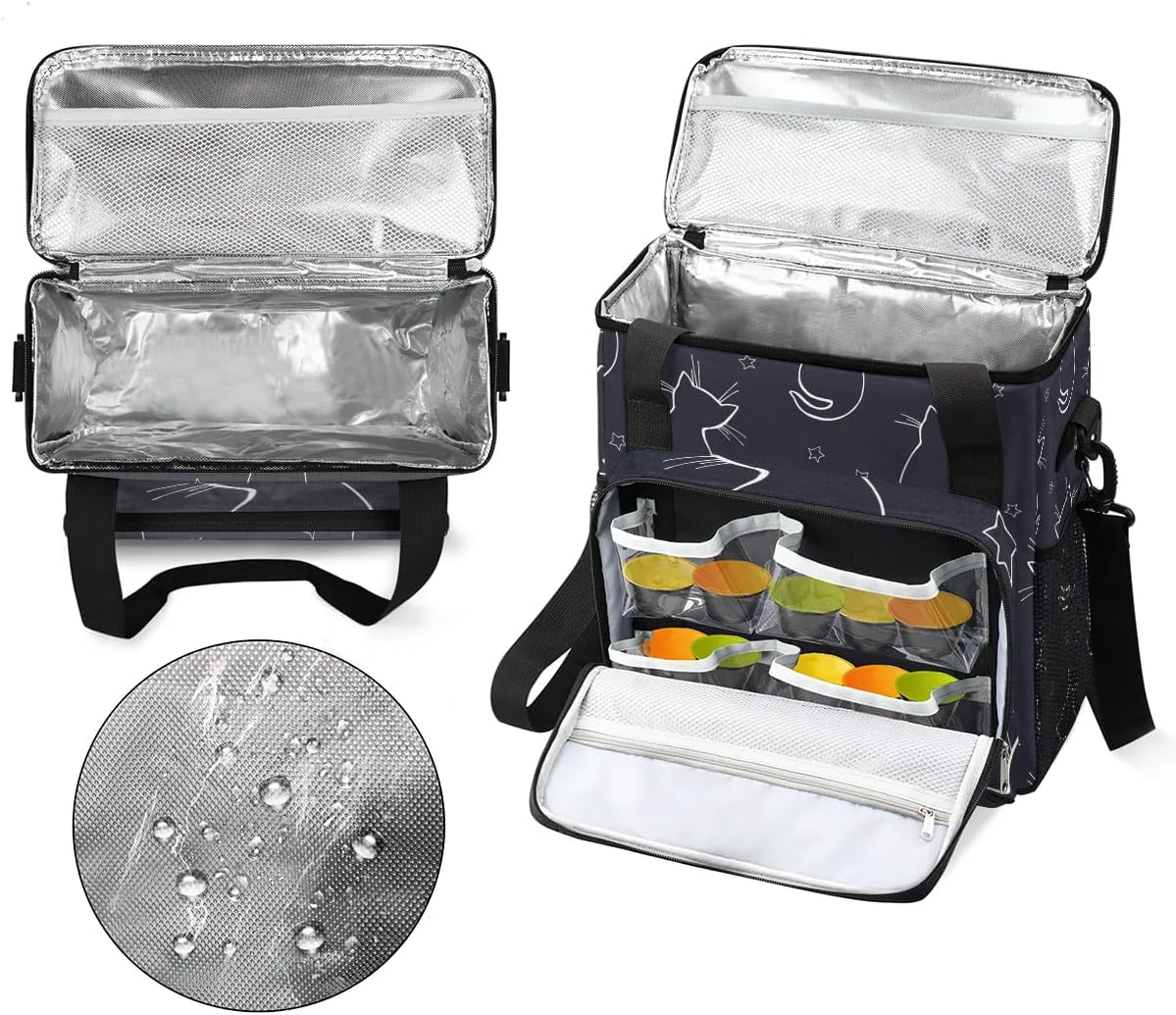 cat animal cartoon Coffee Maker Carring Bag Travel Carrying Storage Tote Bag Compatible with Keurig K-Mini or K-Mini Plus Portable Single Serve Coffee Brewer Case with Pockets for K-cup Pods