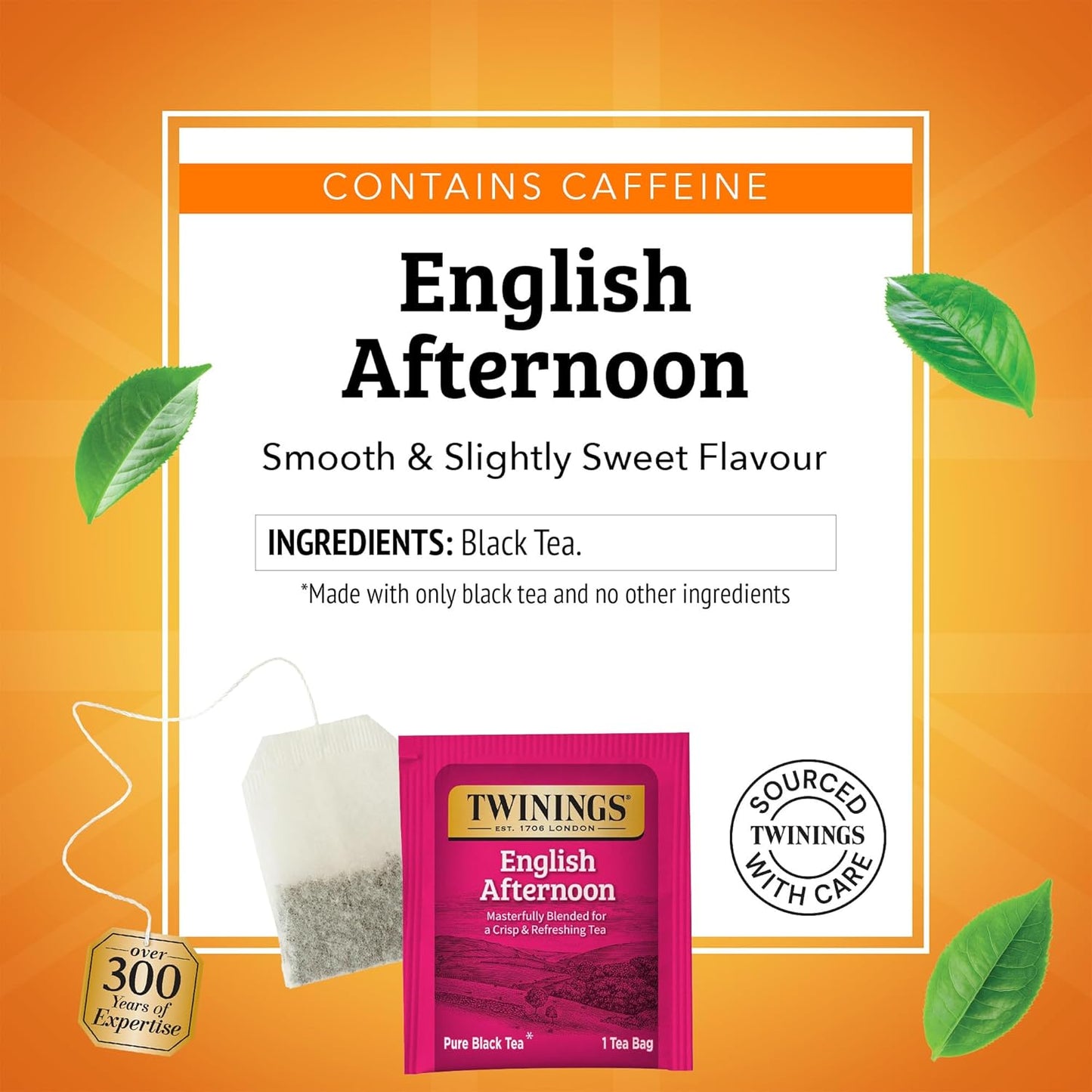 Twinings English Afternoon Black Tea Individually Wrapped Bags, 20 Count (Pack of 1), Smooth & Slightly Sweet, Caffeinated, Enjoy Hot or Iced, 20 Teabags