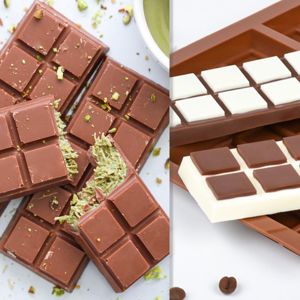 4-PACK Chocolate Bar Molds - Silicone Break Apart Protein and Engery Bar Candy Chocolate Molds