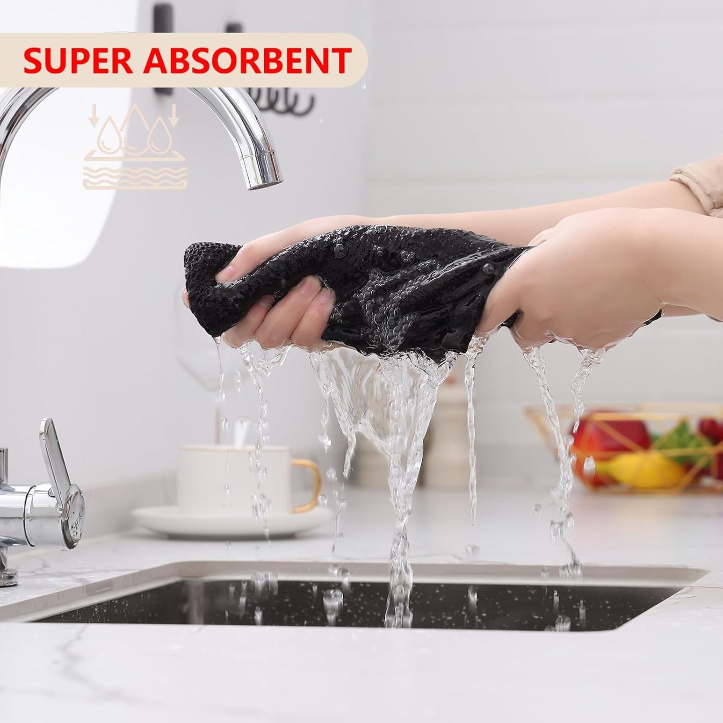 Kitinjoy 100% Cotton Waffle Weave Kitchen Towels, 8-Pack Super Soft and Absorbent Dish Towels for Drying Dishes, Kitchen Hand Towels, 13 in x 28 in, Dark Brown