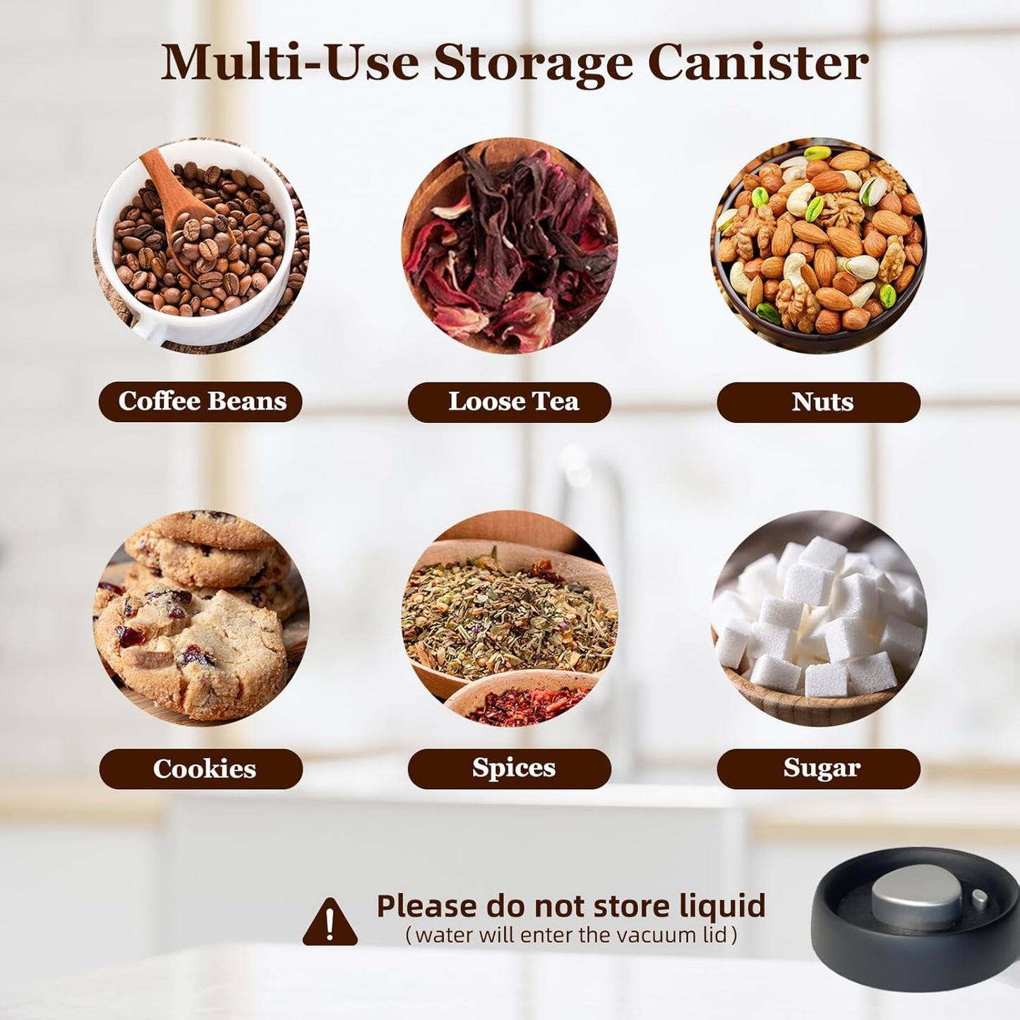 Vacuum Glass Jar with Airtight Lid,61floz/1800ml Borosilicate Glass Coffee Canister Container,Perfect for Coffee Beans & Grounds,Loose Leaf Tea,Candy,Sugar,Nuts,Spices