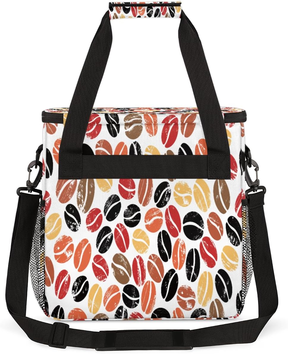 Colorful Coffee Beans Maker Carring Bag Travel Carrying Storage Tote Compatible with Keurig K-Mini or Plus Portable Single Serve Brewer Case Pockets for K-cup Pods