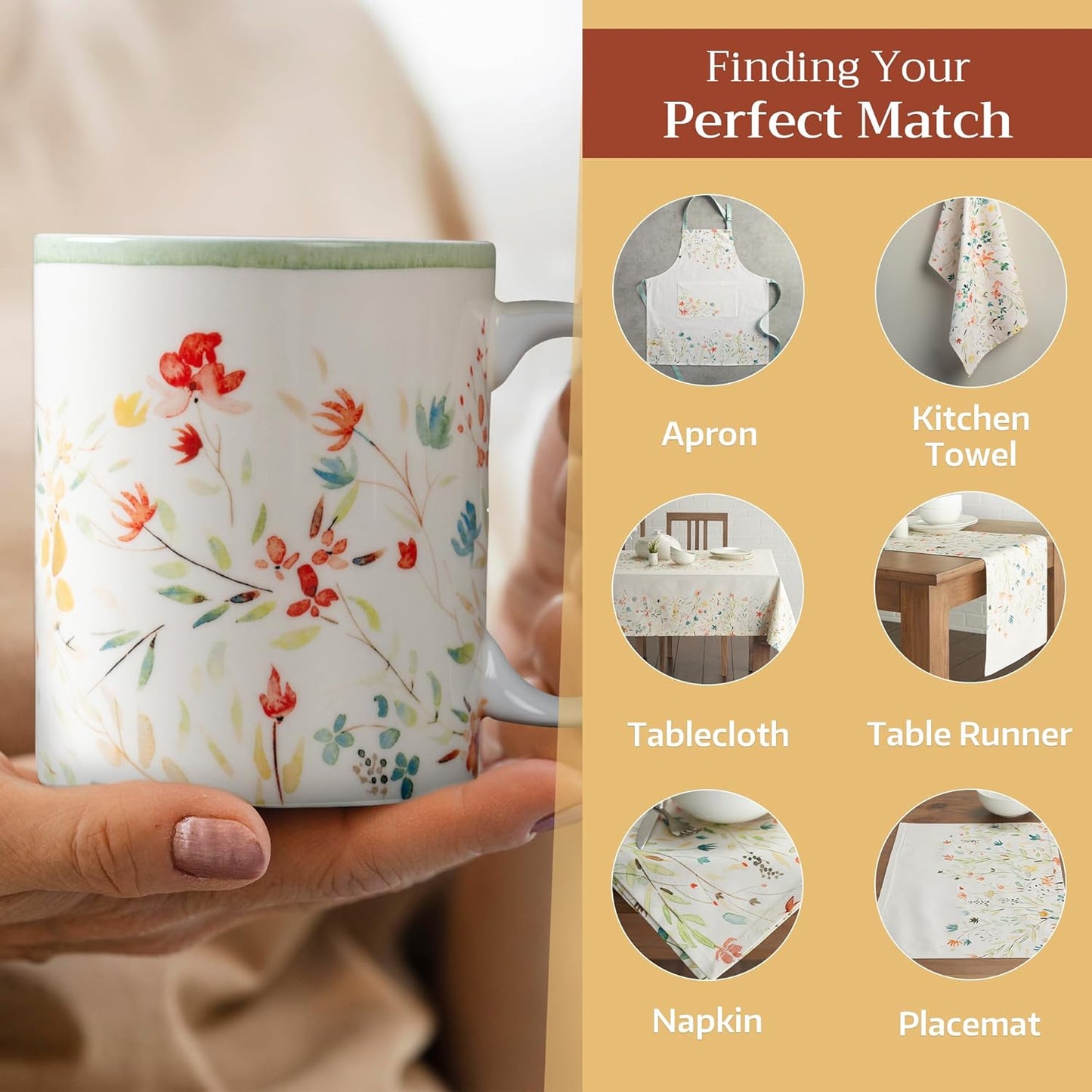 Maison d' Hermine Coffee Mug with Handles Fine Bone China Mugs Pack of One Tea Cups for Hot Beverages Cappuccino Latte Home Restaurant Office Perfect for Gift (Colmar - Green, 12 Ounce)