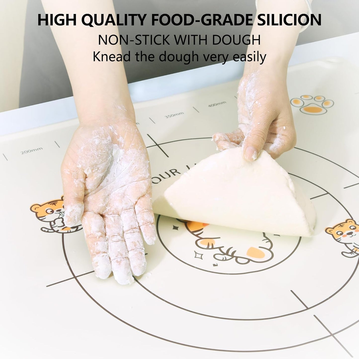 28x20 Inch Extra Thick Silicone Pastry Board, Silicone Baking Mat with Measurements, Non-slip Silicone Mat, Kneading Counter Mat, Non-Stick Dough Mat with Edge Heightening