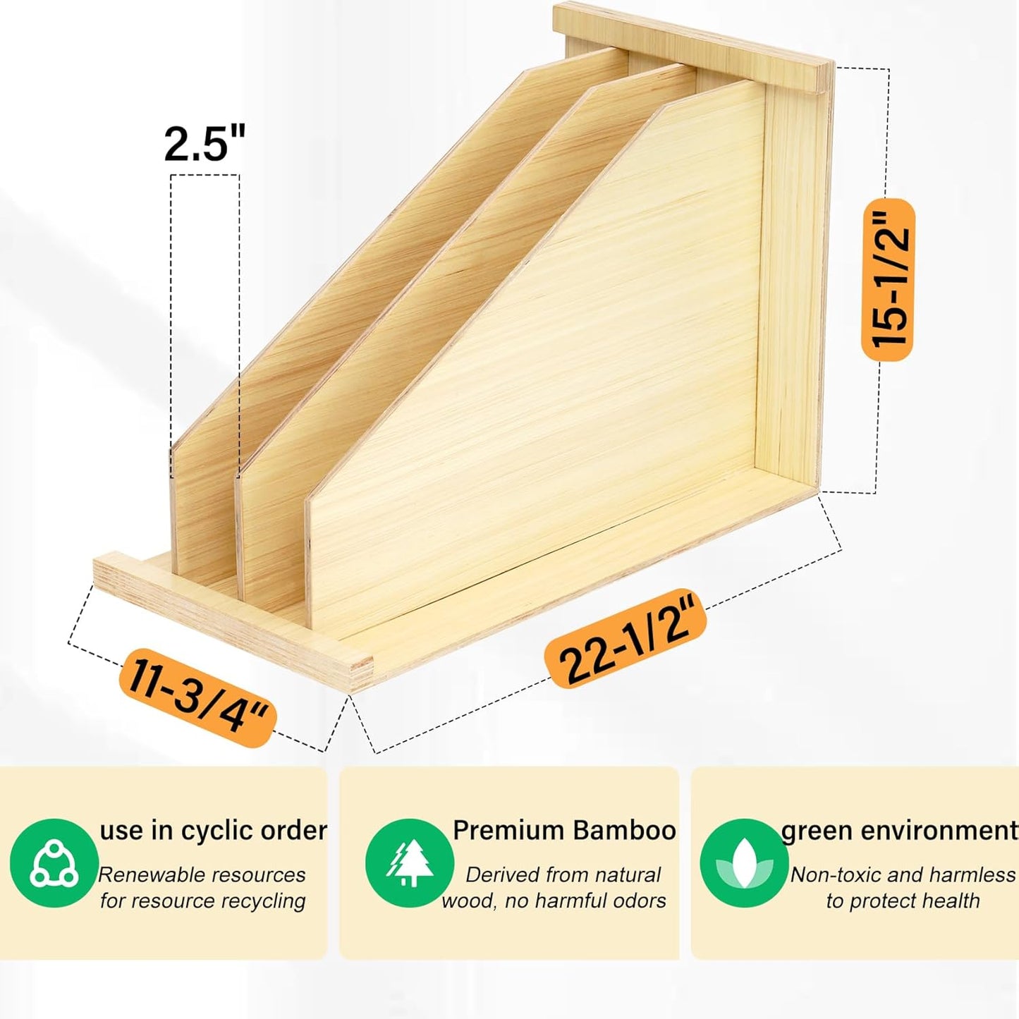 Tray Dividers for Cabinets-15"H x 22"D x 12"W,Wooden Vertical Organizer for Cookie Sheets,Pans&Lids#Kitchen Cabinet Divider with 3 Adjustable Sections,Easy Install with Installation Drawings Included