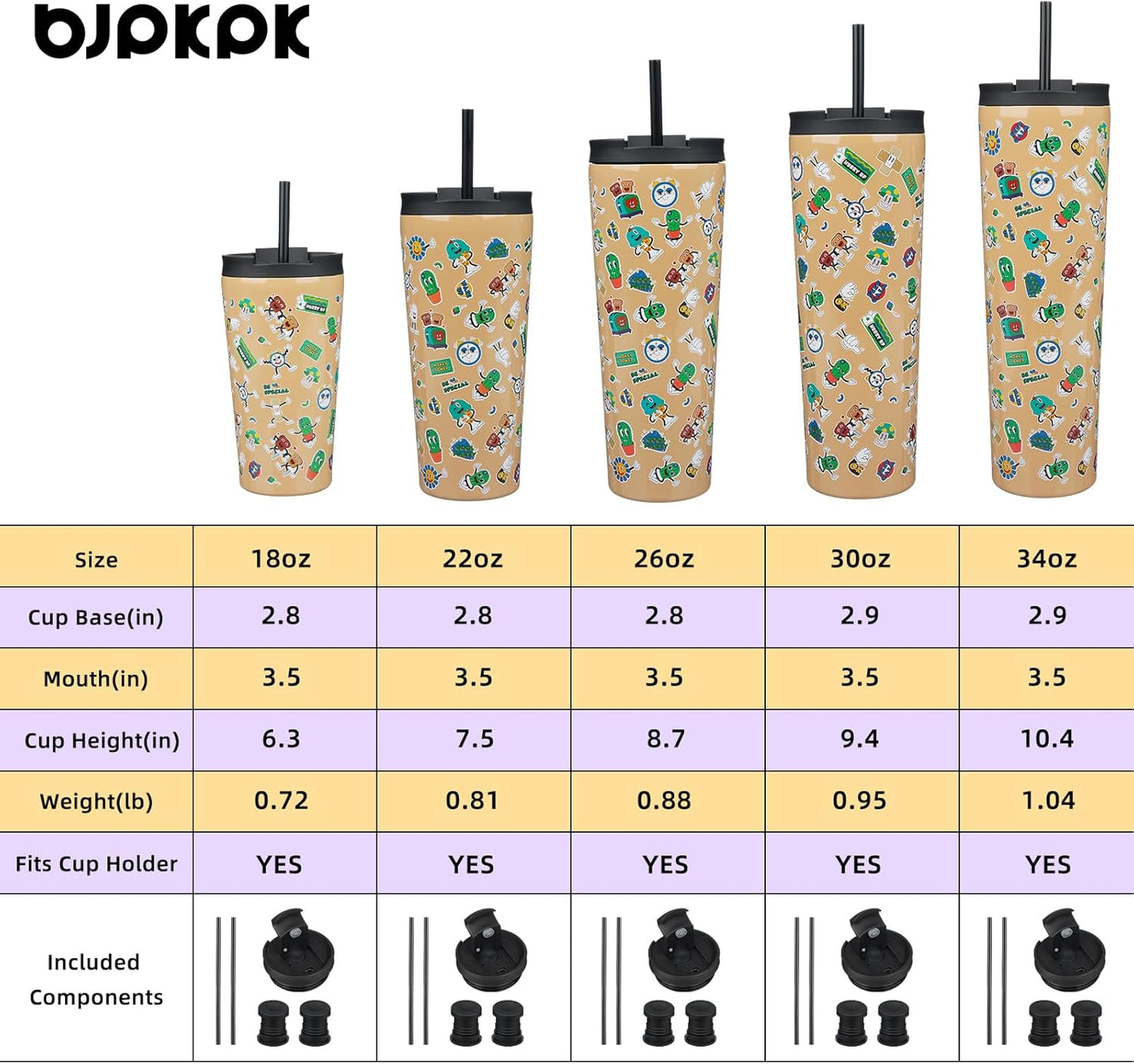BJPKPK 34oz Skinny Tumbler With lid And Straw Stainless Steel Travel Coffee Mug Insulated Tumblers Cups,Spring Party Brown