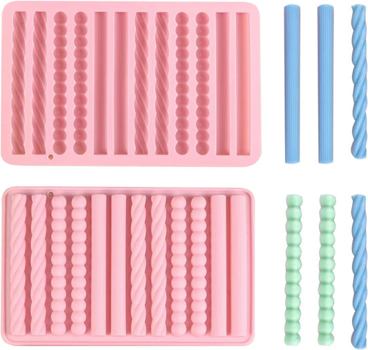 2Pcs oat bar mold - 12 long biscuit molds- Chocolate silicone mold for baking candies/energy bars, cheesecake, dried fruit cereal cookies (2, Pink)