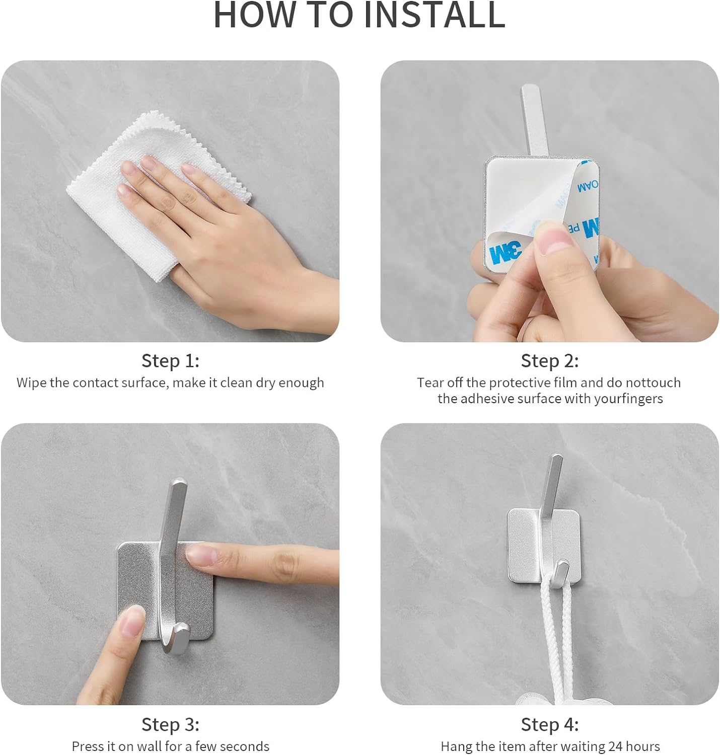 Paoli Heavy Duty Adhesive Hooks,Self-Adhesive Hooks Multiple Colors and Styles 30 lb Maximum Load for Home Schools and Offices (4pc, Gold)