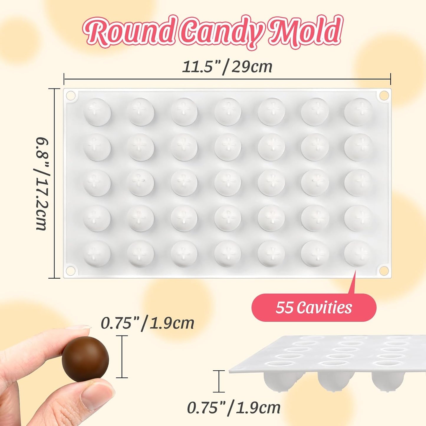 Small Chocolate Molds, 35-Cavity Silicone Sphere Candy Molds, Chocolate Mold for Cake Decoration, Chocolate Candy Gummy Mousse Jelly Pudding Ice Cube Tray, Fruit Snacks, Keto Snacks