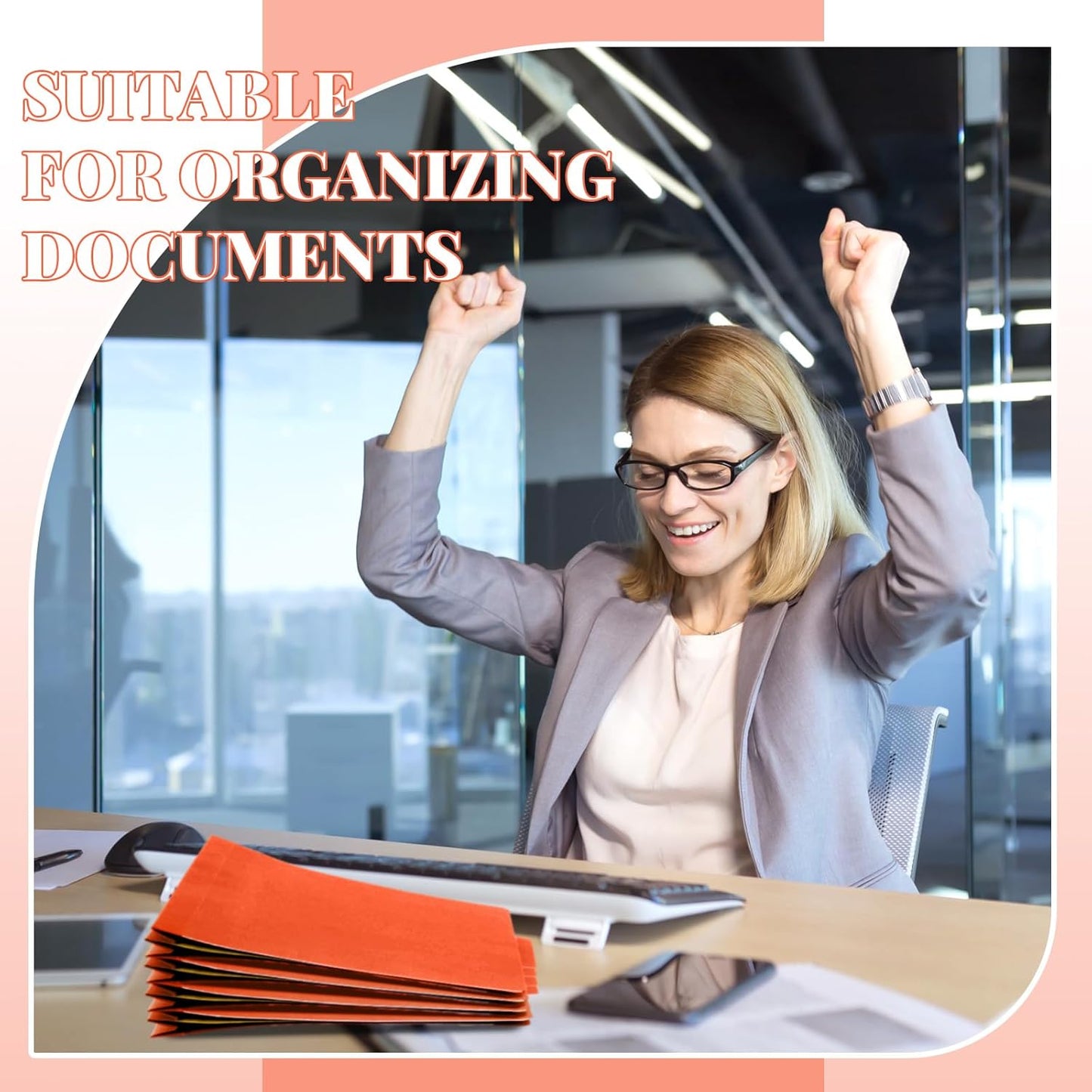 60 Pcs Classification Folders Letter Size, 2 Divider Pressboard File Folders with 3. 5 Inch Expansion, 2 Prongs Fastener, Heavy Duty Office File Organizers for Teachers, Medical (Orange)