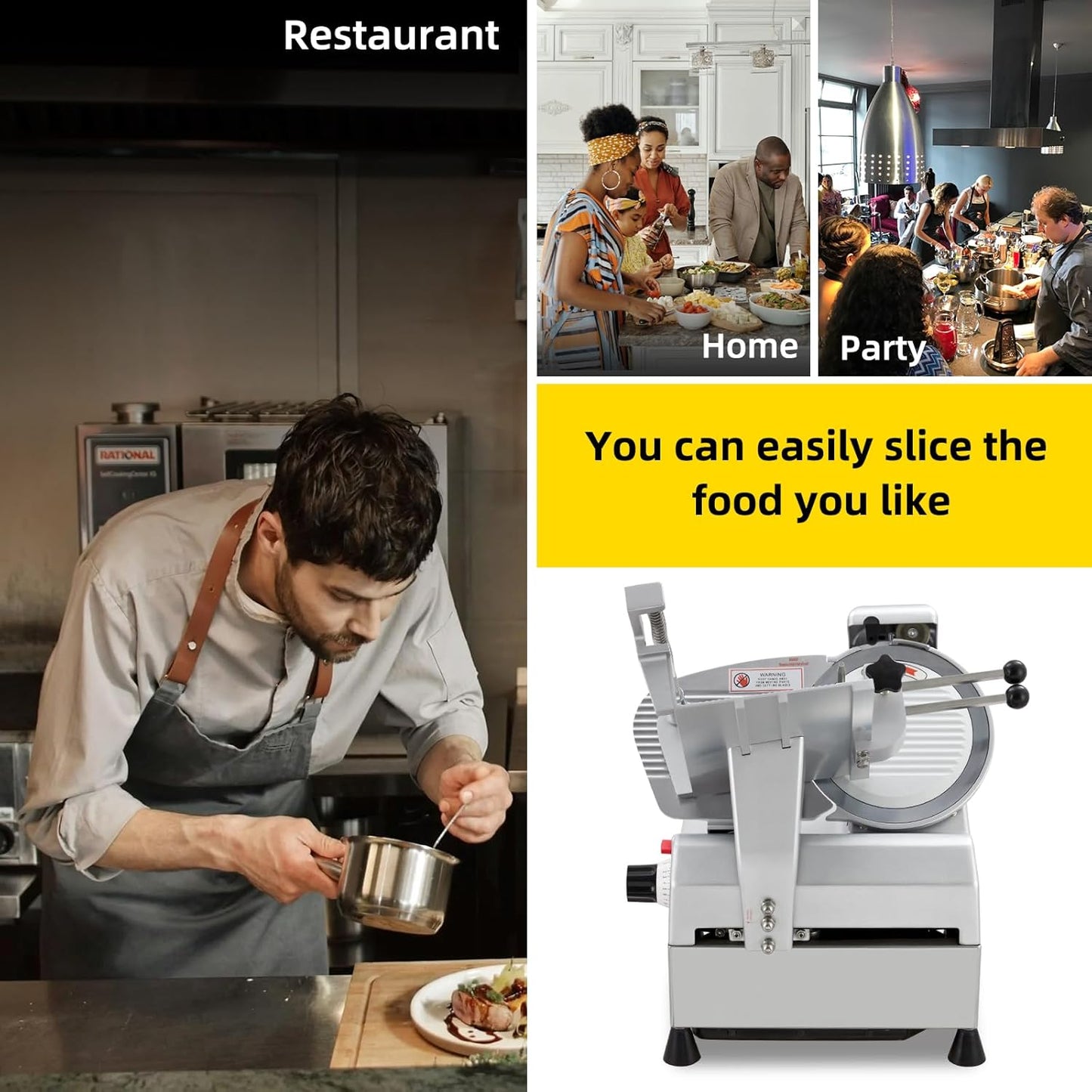 Dual Motor Automatic Meat Slicer 240W + 430W Power | 10" Sharp Carbon Steel Blade, 0-16mm Adjustable Thickness | Ideal for Deli Meats, Cheeses & Home Kitchen Use