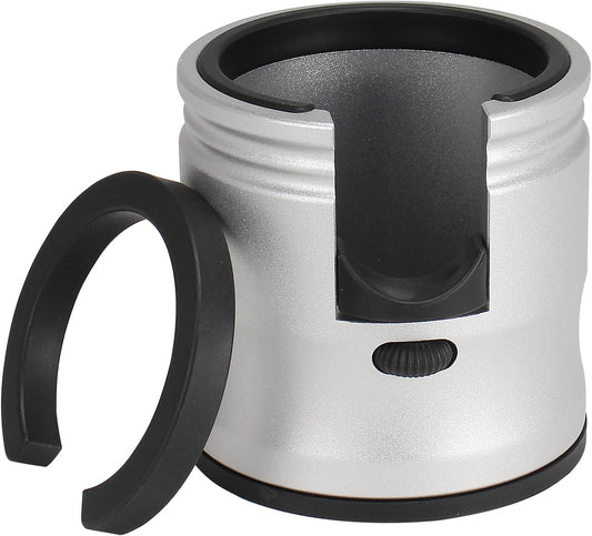 Espresso Tamping Station, Coffee Portafilter Holder, Aluminum Alloy Stand Fit for Most 51mm, 53mm, 54mm and 58mm Portafilter (Round,Silver)