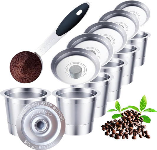 6 Pack Reusable K Cups with Stainless Steel Scoop – 304 Stainless Steel Coffee Pods Compatible with Keurig 1.0, Eco-Friendly Refillable Filter Set