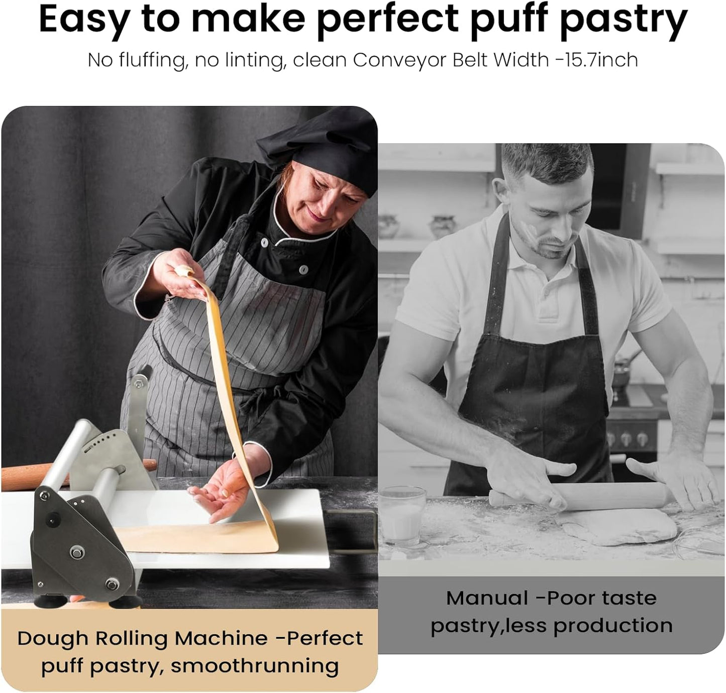 Compact Dough Sheeter (12") with 2 Sheeter Board. Manual Dough Sheeter Machine with Adjustable Thickness Settings for Making Fudge Crust, Pizza Dough, Puff Pastry Dough