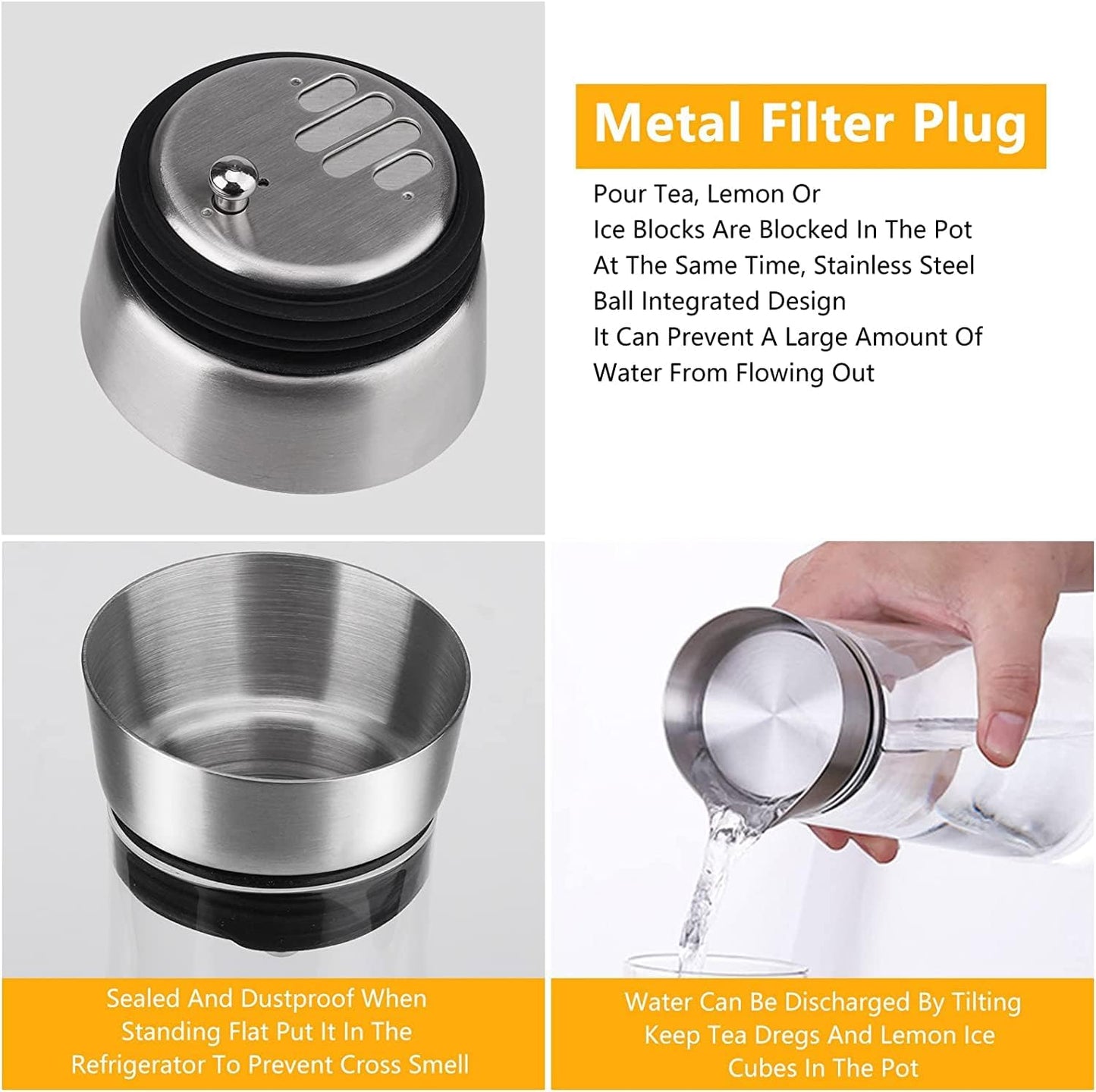 Glass Pitcher with Lid,1.3L Water Carafe for Fridge,Water Pitcher Glass Jug with Lid and Spout for Hot/Cold Water,Ice Tea and Juice Beverage