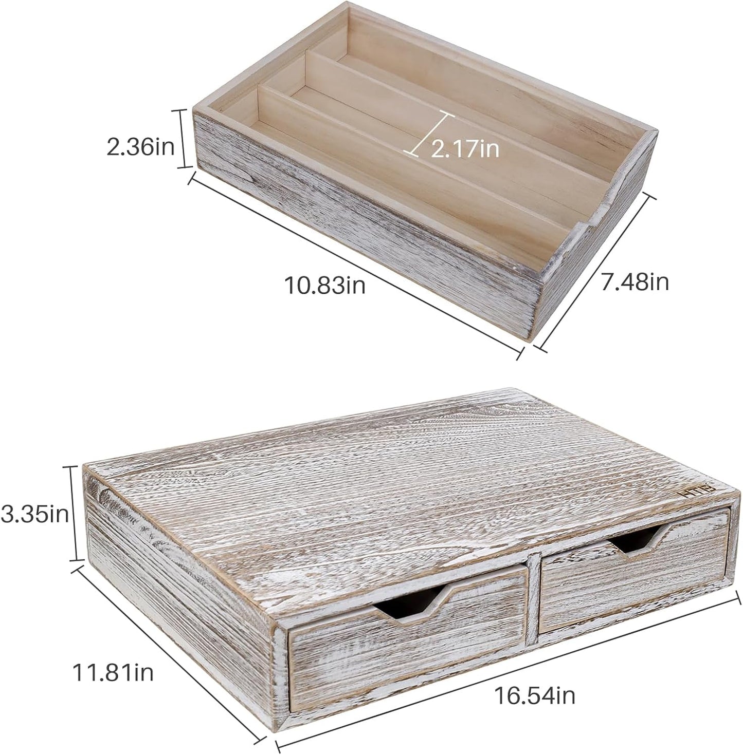 HTB K Cup Holder Compatible with K Cups, Coffee Pod Holder Holds Up 30 Cups, K Cup Organizer Storage Drawer Wood K Cup Drawer Vintage White